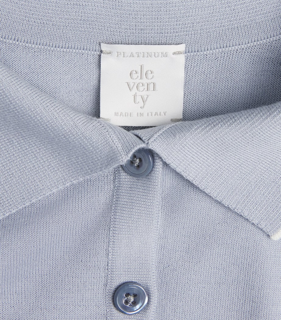 Eleventy Womens Wool Polo Sweater Nuvola, Bianco Image 6