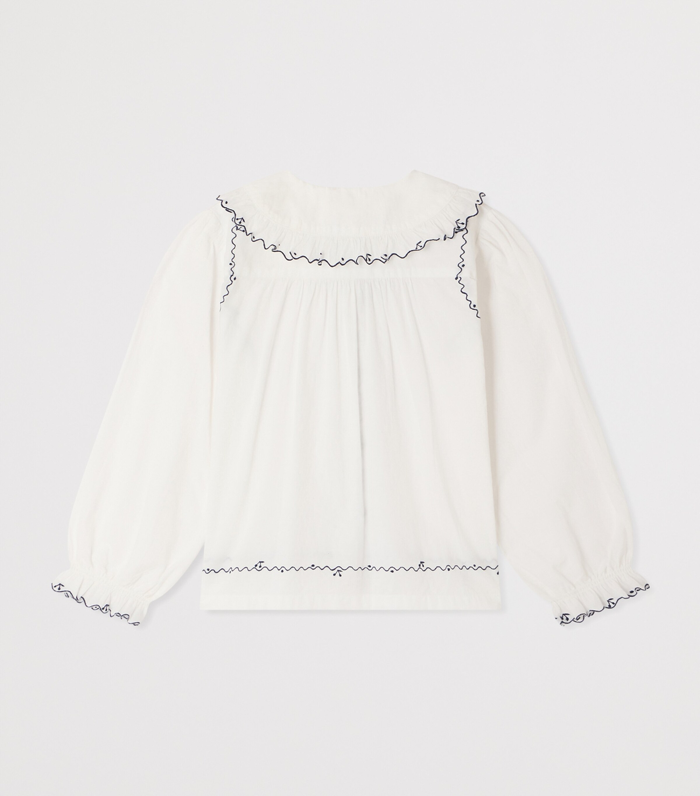 Bonpoint Cotton Embroidered Blouse (4-8 Years) Upb Blanc Lait Image 2