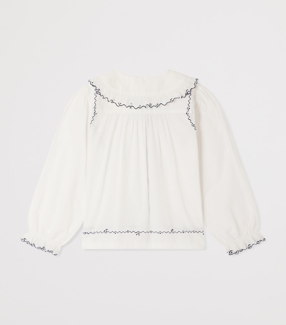 Bonpoint Cotton Embroidered Blouse (4-8 Years) Upb Blanc Lait Image 2