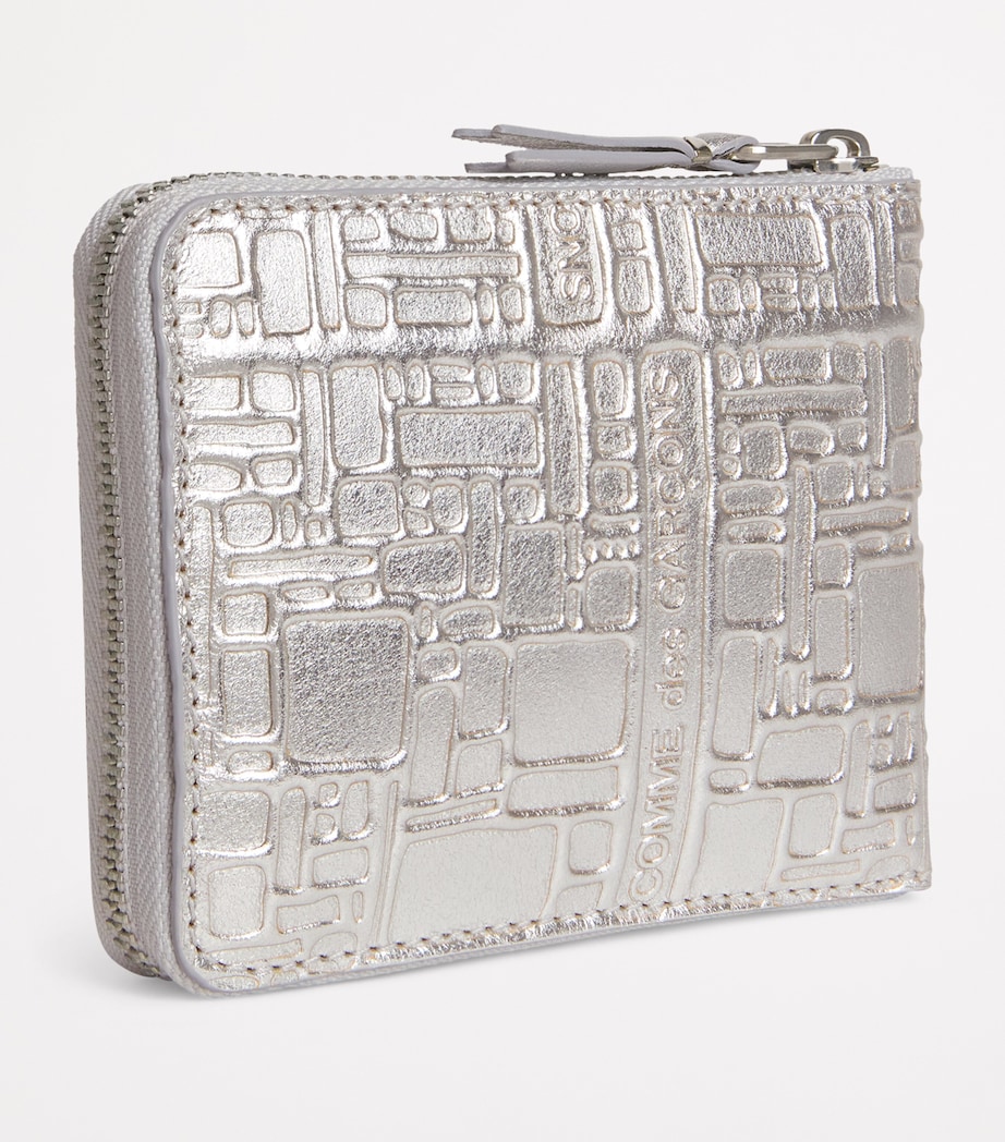 Leather Embossed Logo Zipped Wallet SILVER Image 2