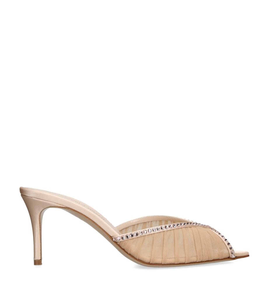 Andrea Wazen Embellished Lace Katy Heeled Mules 75 Blush Image 1
