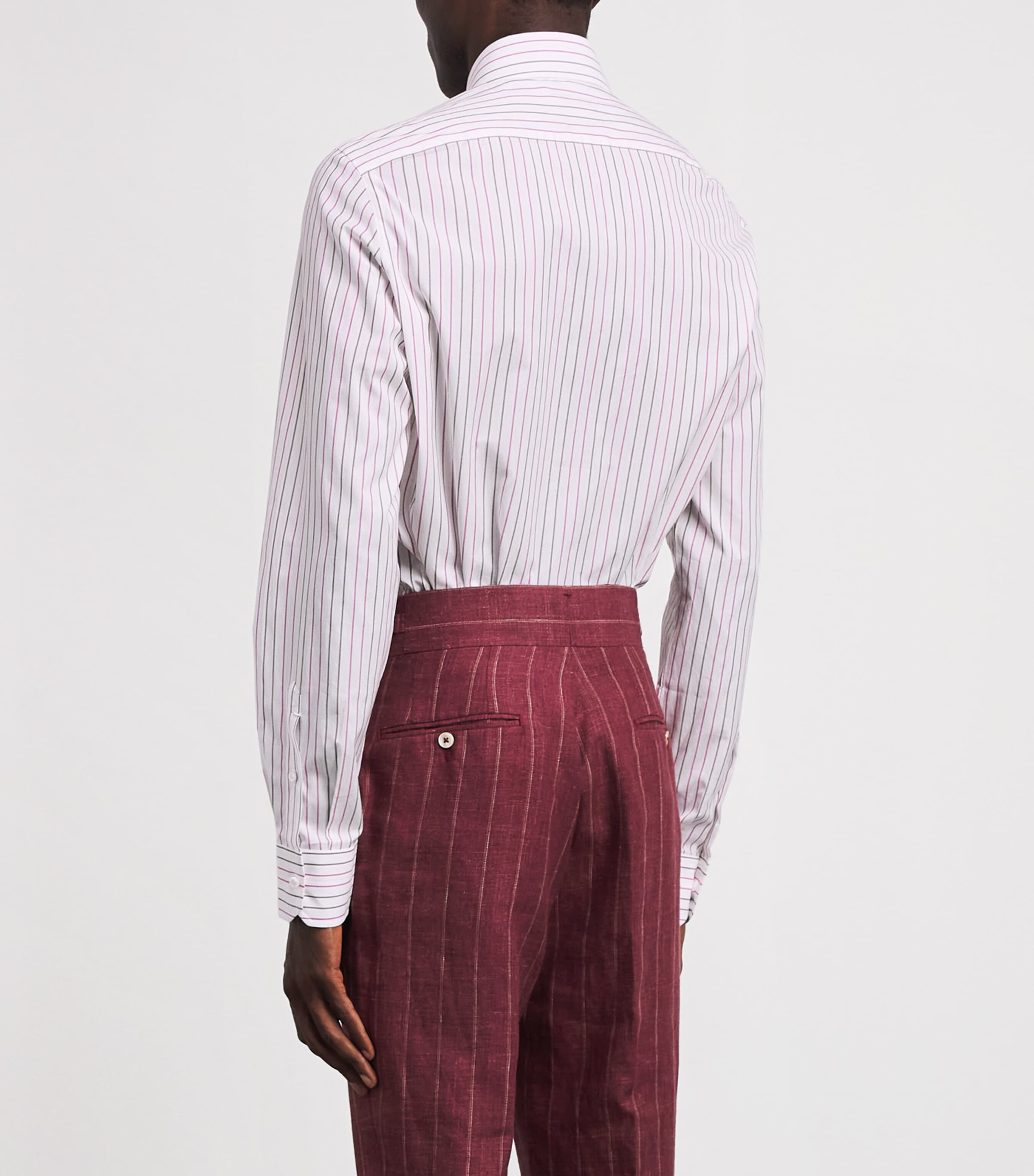 Isaia Mens Egyptian Cotton Stripe Shirt Image 5