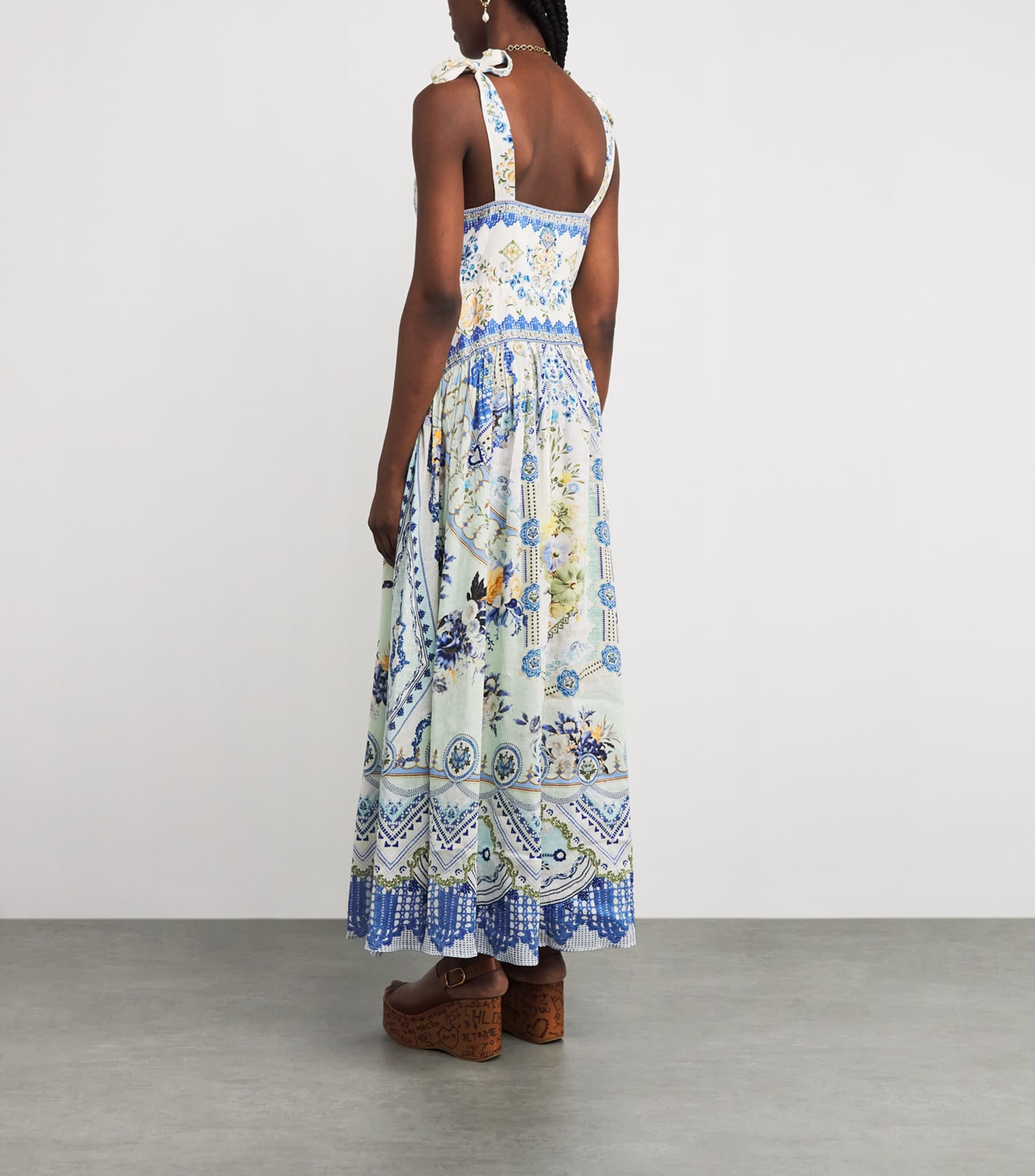 Linen-Silk Tie Shoulder Dress MY HOMESPUN HRT HMHR Image 3