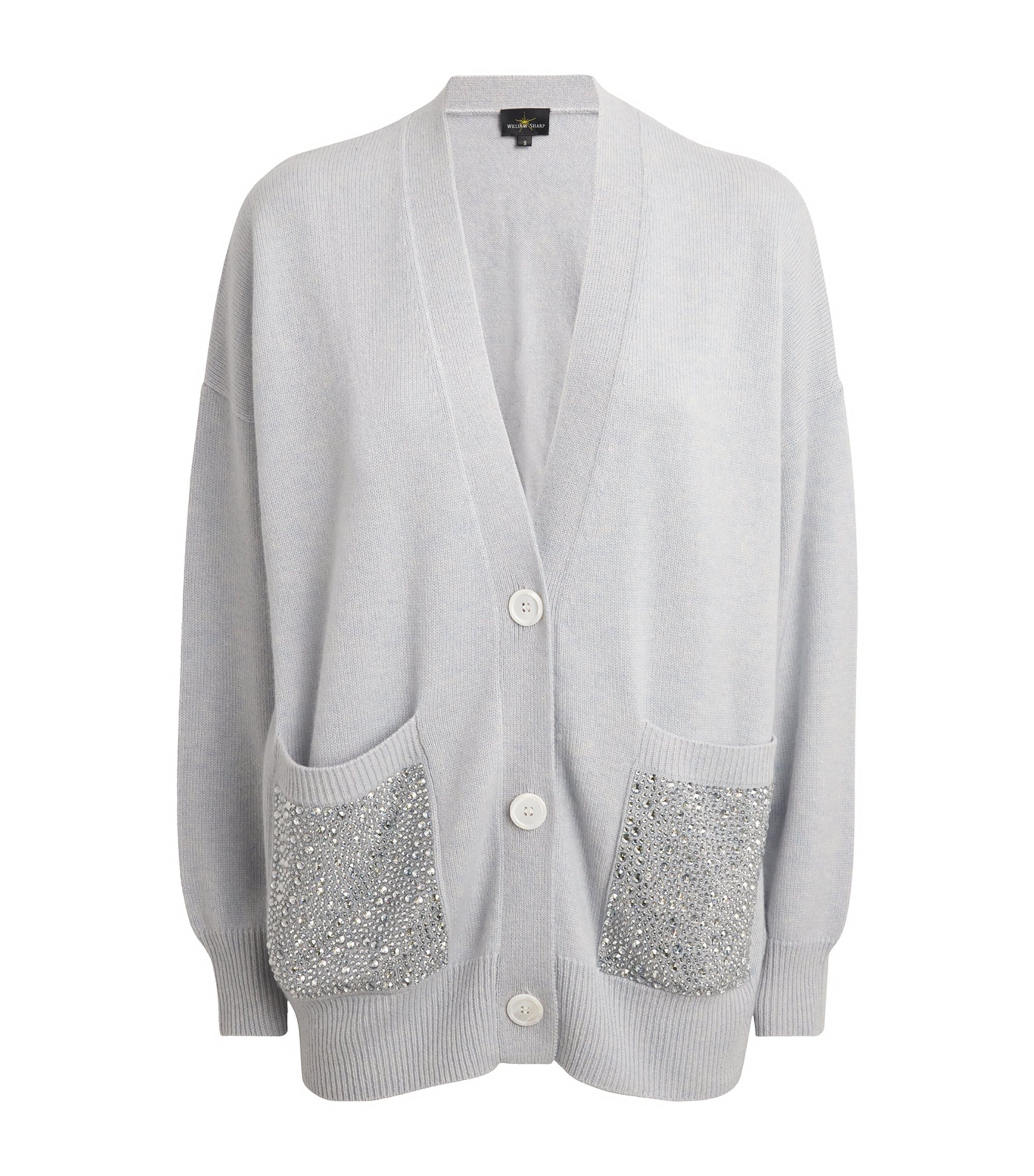 WILLIAM SHARP CASHMERE CRYSTAL-EMBELLISHED CARDIGAN 