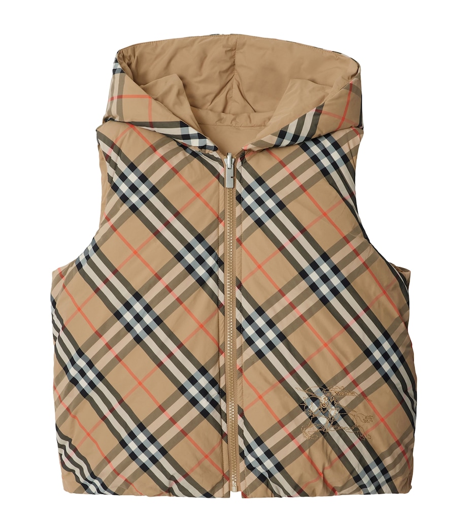 Burberry Kids Reversible Down Check Gilet (3-12 Years) Sand Ip Check Image 1