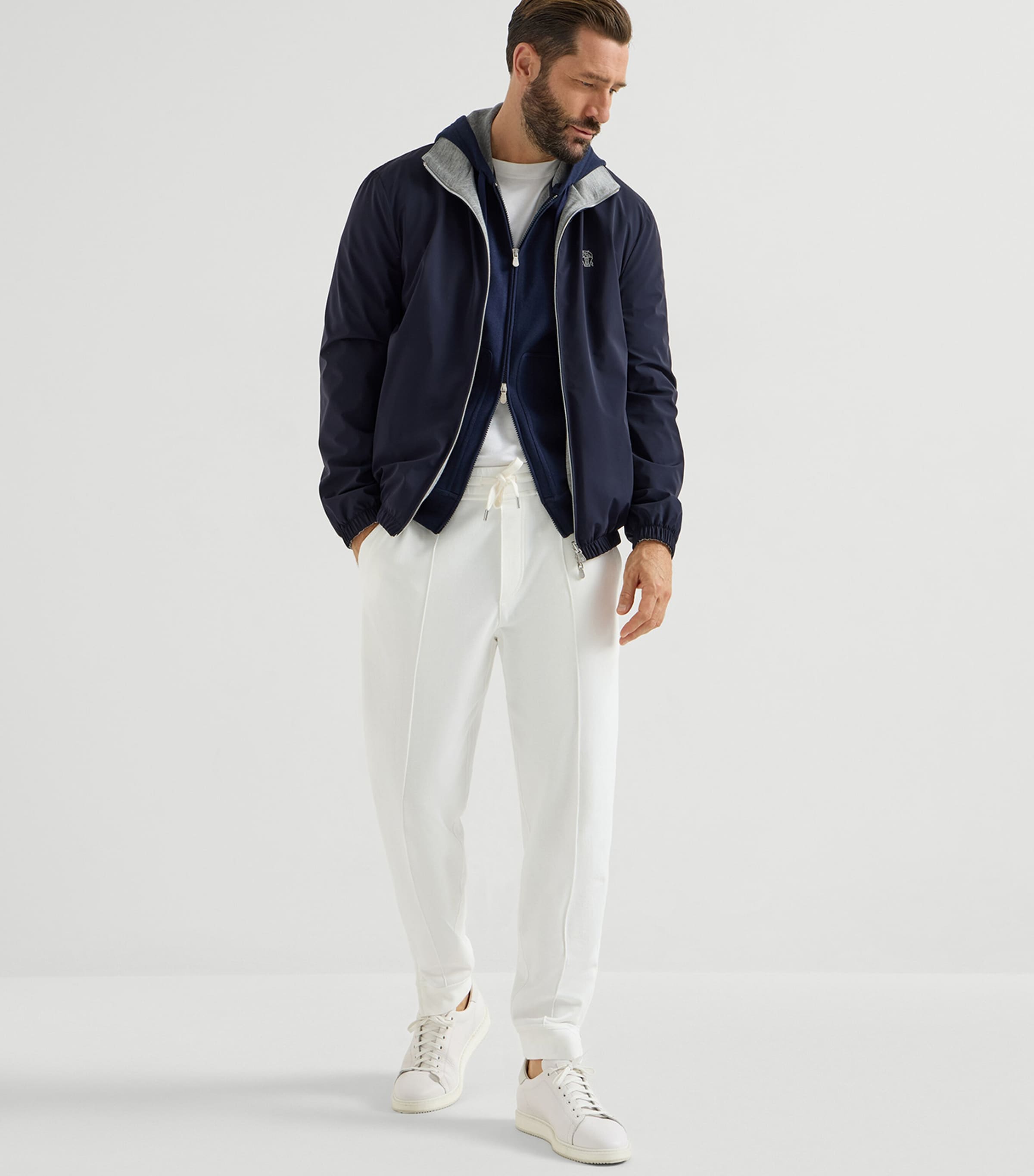 Brunello Cucinelli Mens French Terry Zip-Up Hoodie Image 3