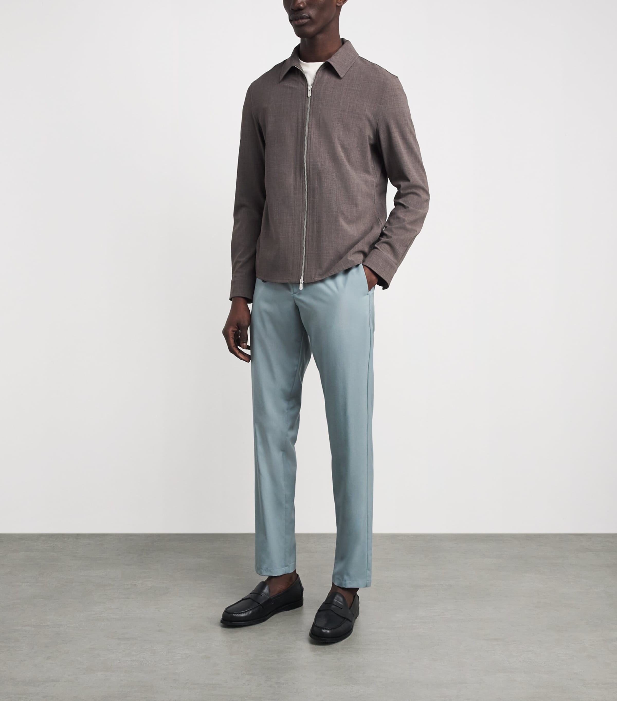 Marco Pescarolo Mens Wool-Silk Trousers Light Blu Image 2