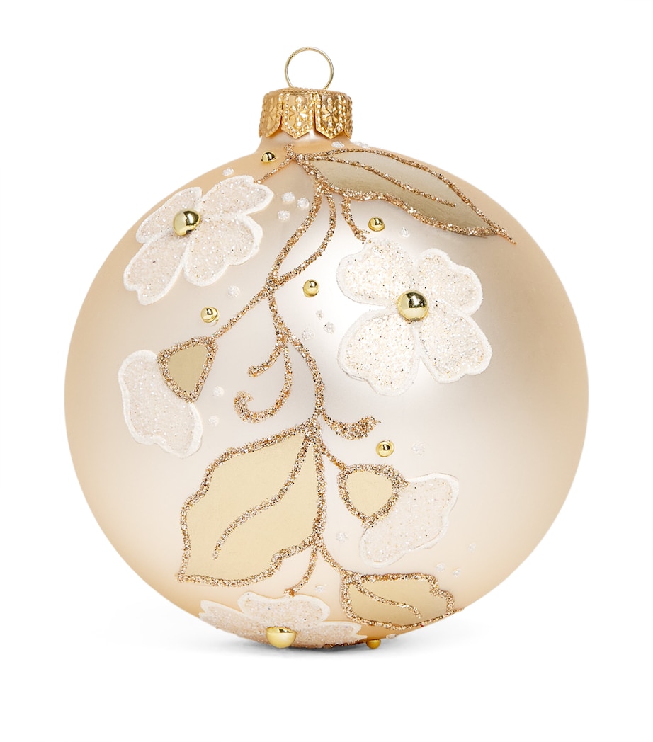 Harrods Glass Flower Bauble Champagne Matt Image 1
