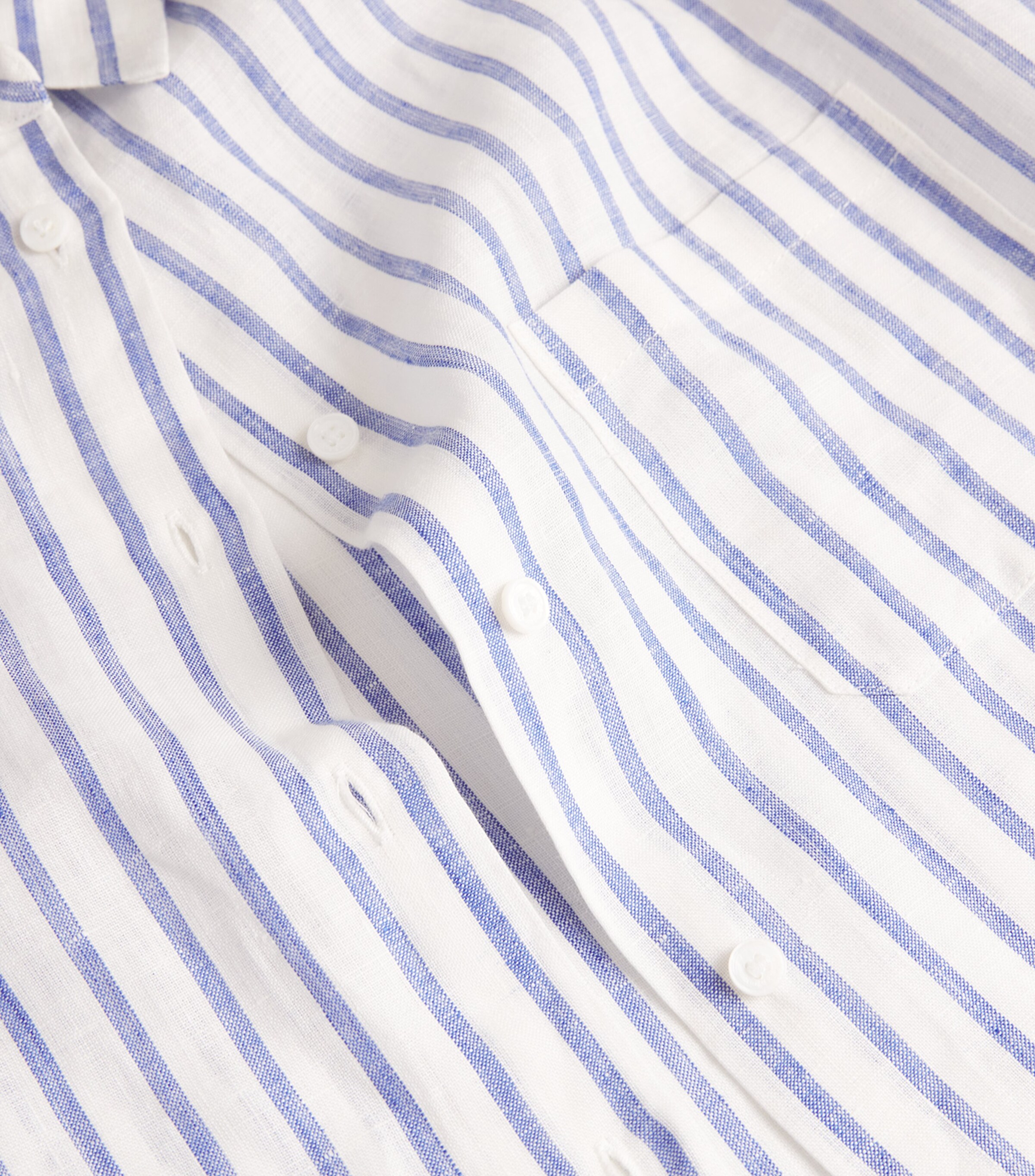 Weekend Max Mara Womens Linen Stripe Shirt Cornflower Blue Image 5