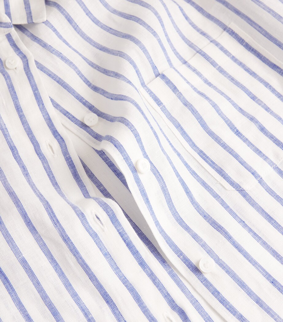Weekend Max Mara Womens Linen Stripe Shirt Cornflower Blue Image 5
