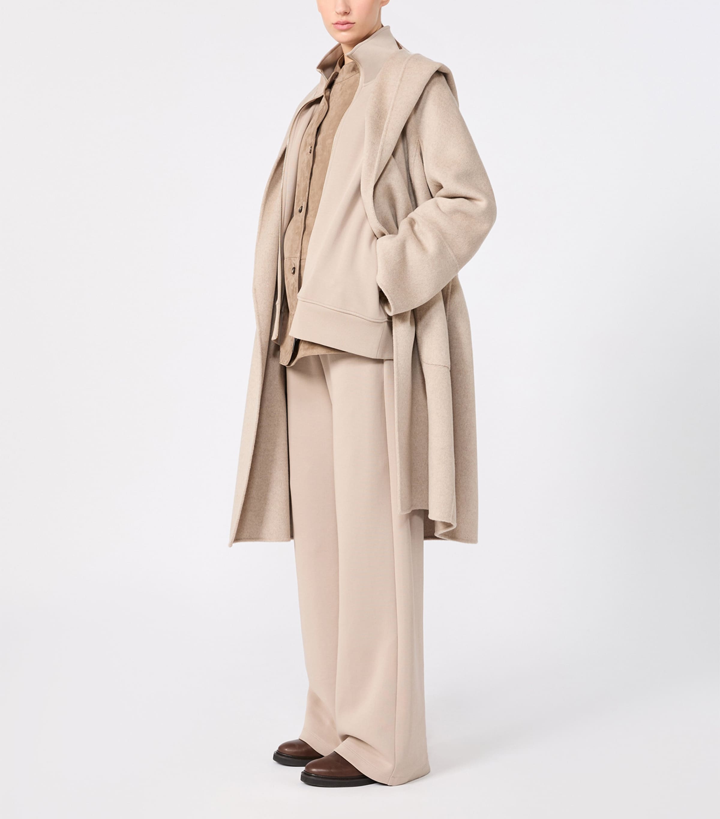 Max Mara Womens Wool-Cashmere Wrap Coat Beige Image 2