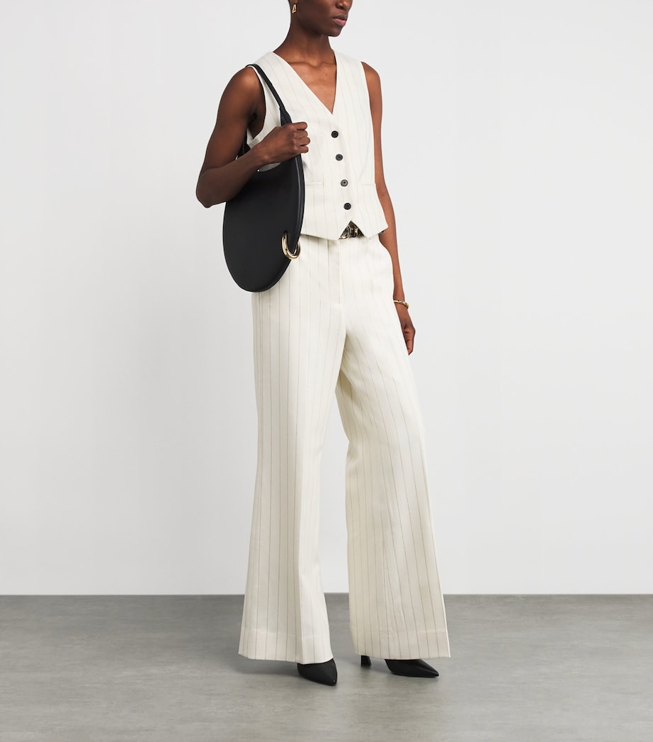 Metallic Pinstripe Tailored Trousers IVORY/GOLD Image 2