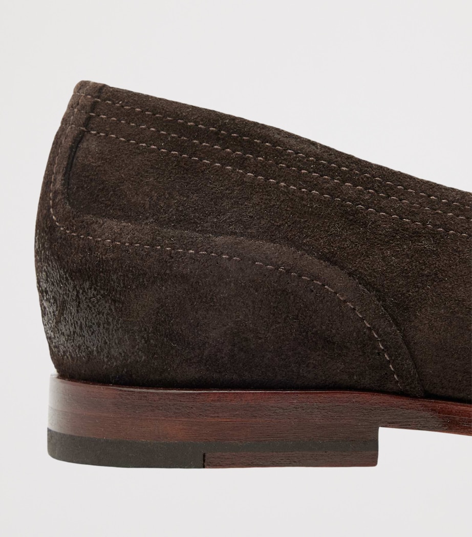 AllSaints Suede Jules Stitch Loafers Dark Brown Image 4