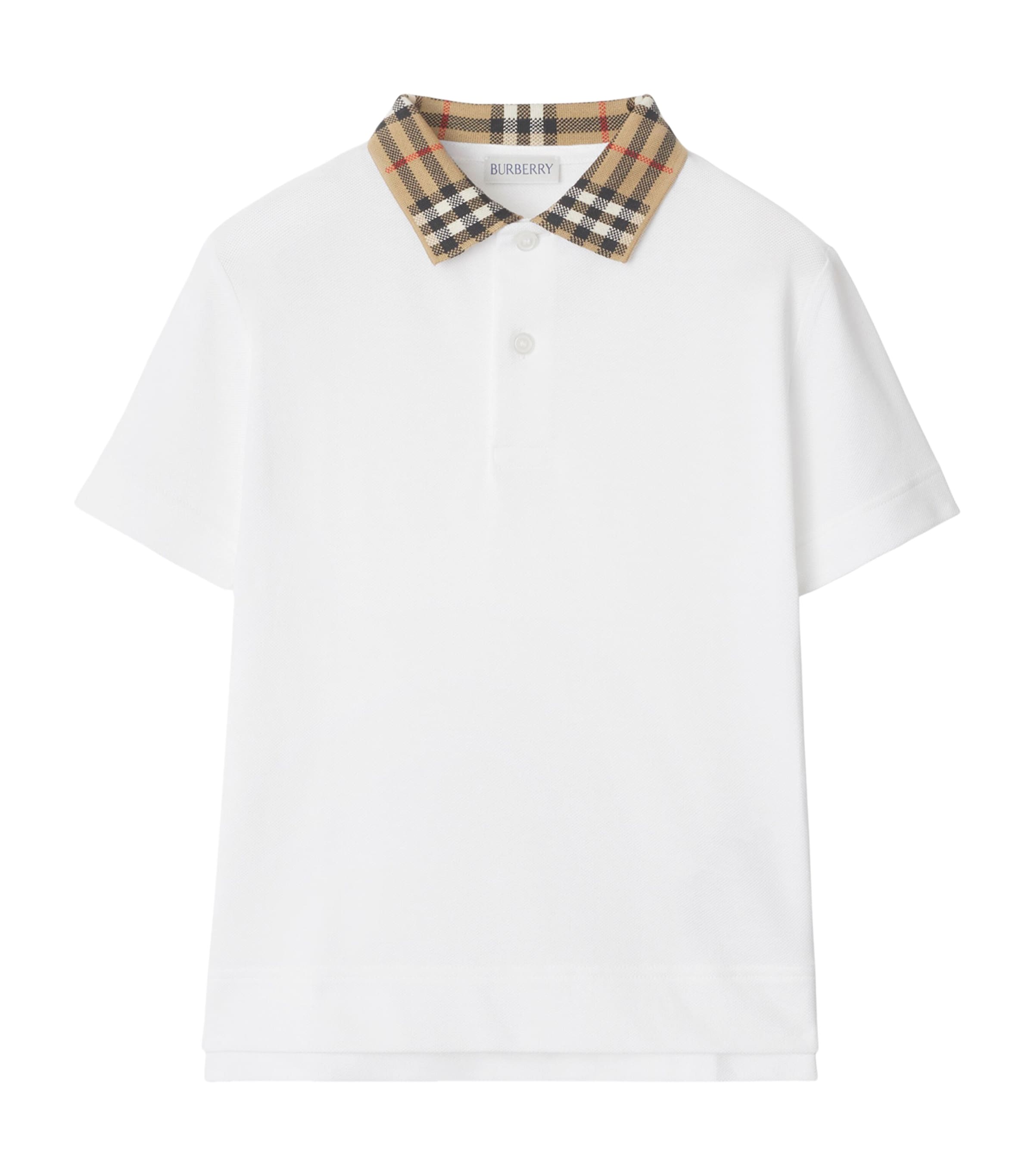 Cotton Check Collar Polo Shirt (3-12 Years) WHITE Image 1