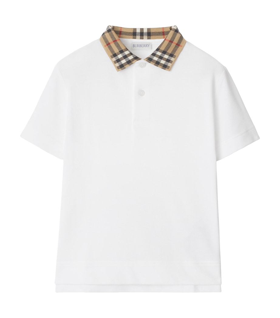 Cotton Check Collar Polo Shirt (3-12 Years) WHITE Image 1