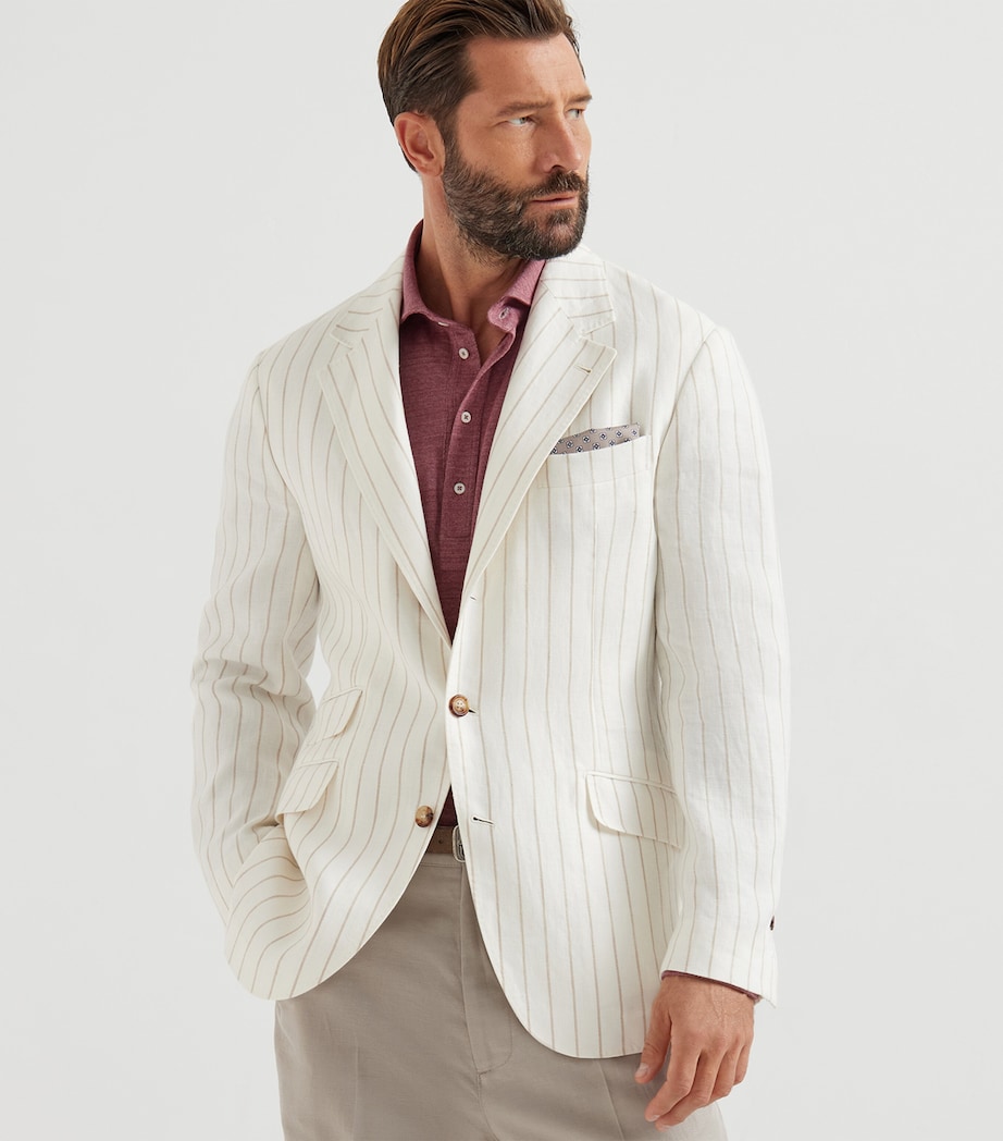 Linen Stripe Deconstructed Cavallo Blazer C6190 Image 3