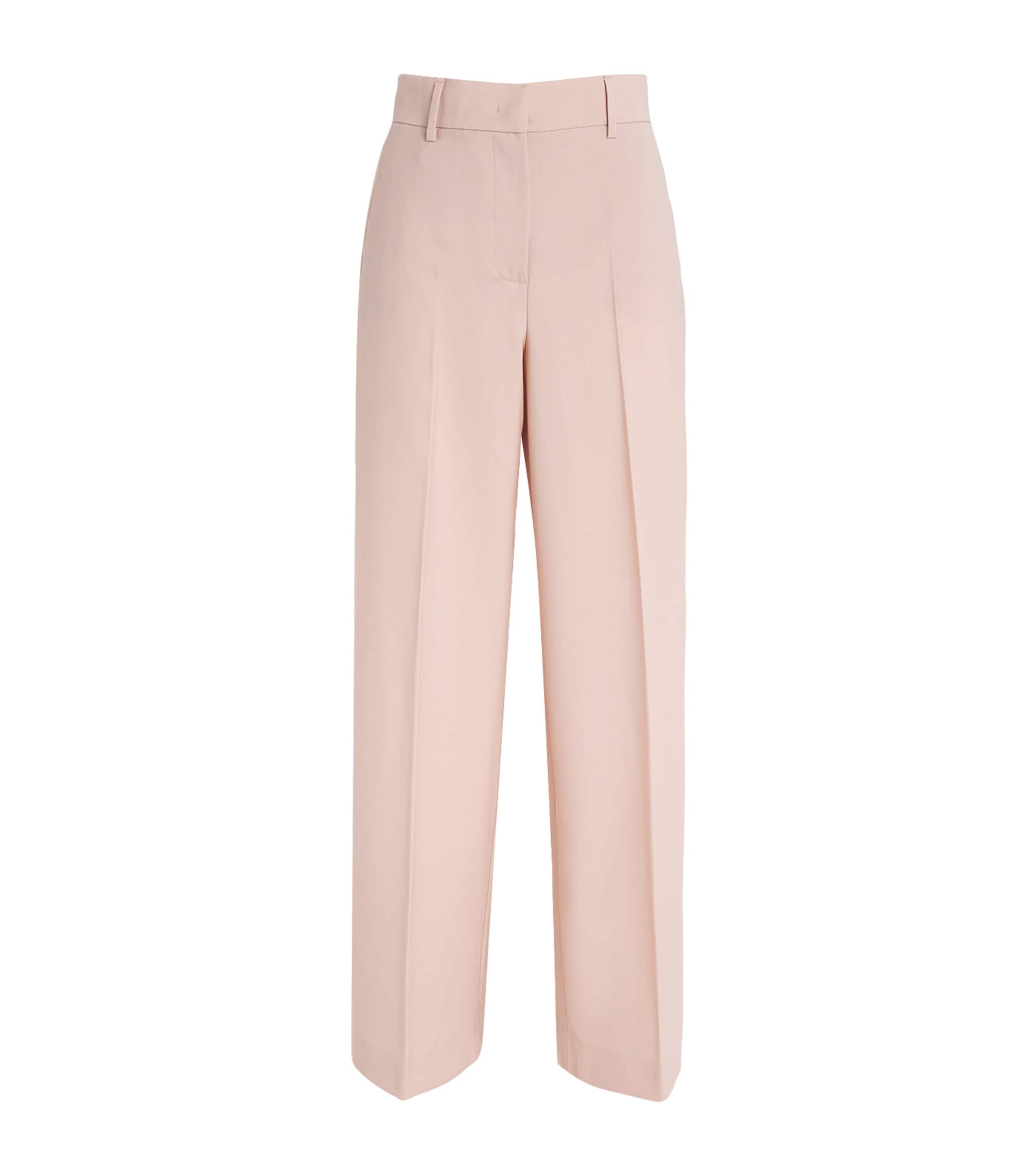 Weekend Max Mara Virgin Wool Tailored Trousers In Pink