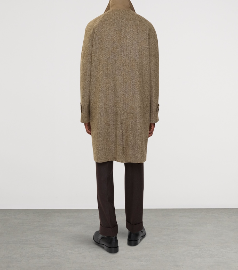 Cotton-Wool Reversible Dual Long Car Coat CLAY BROWN Image 3