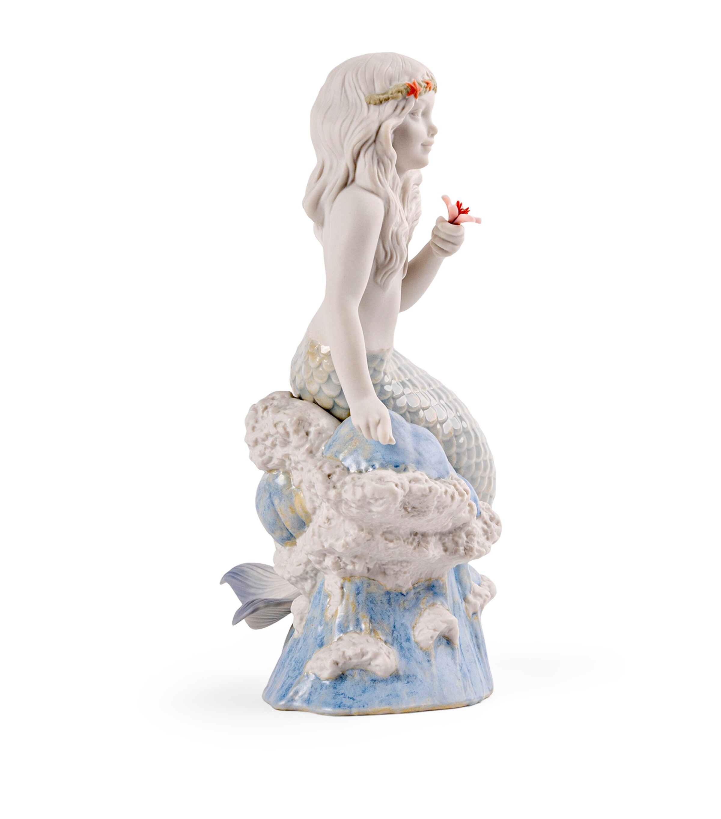 Lladró Porcelain Little Mermaid Figurine White & Blue Image 5