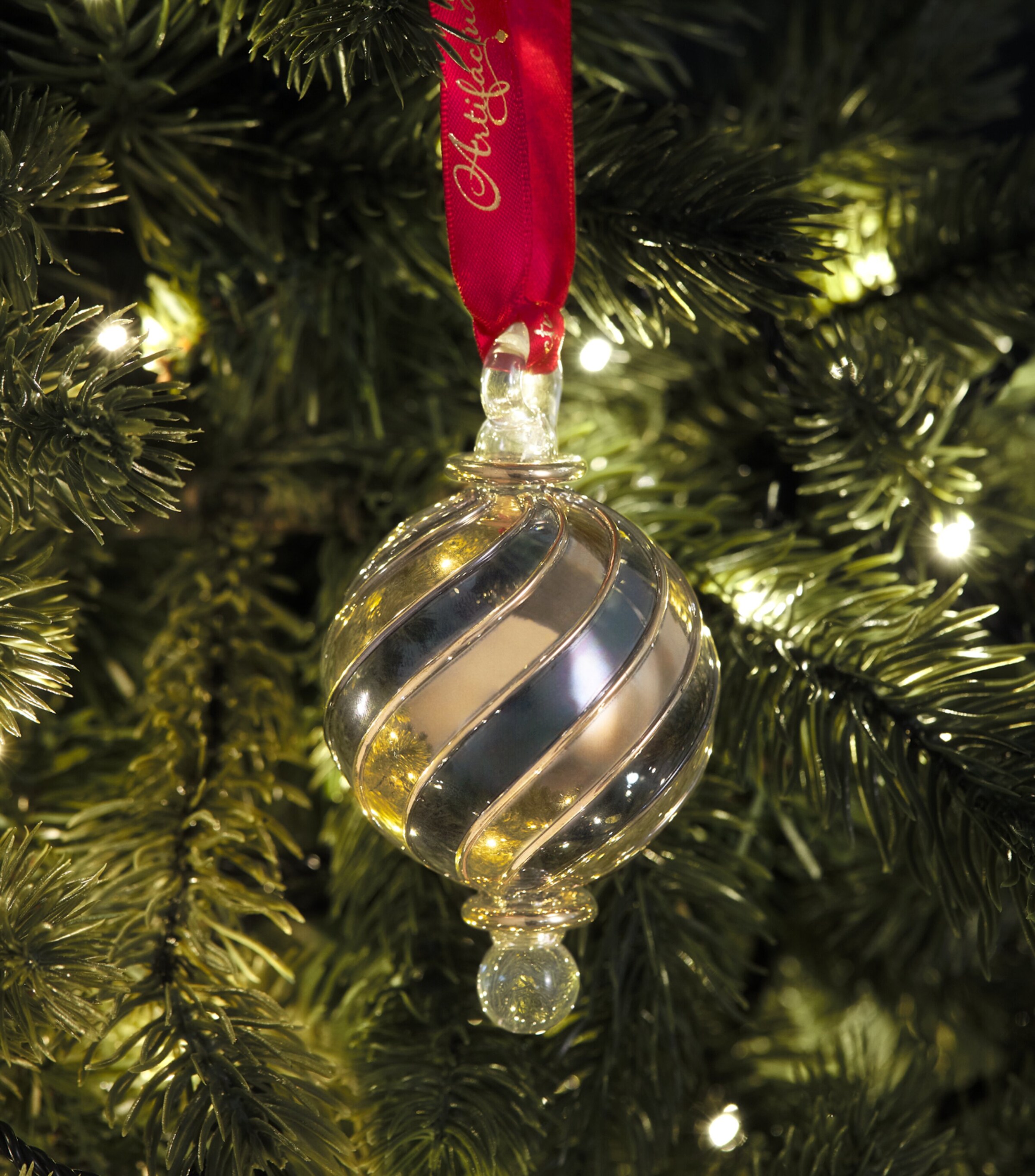 Artifactually Glass Candy Stripe Bauble Blue Image 3