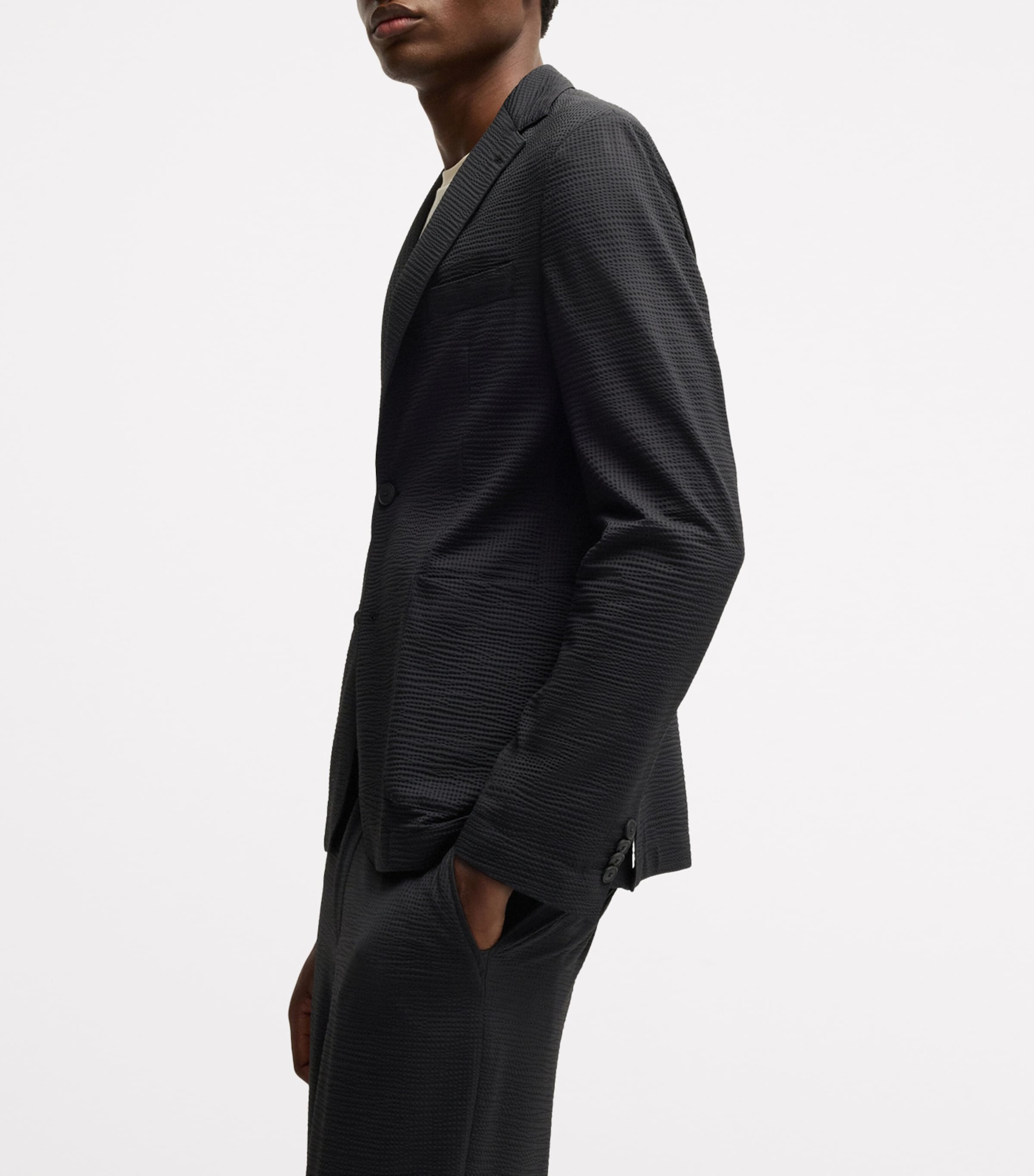 Seersucker Slim Blazer 001 Image 4