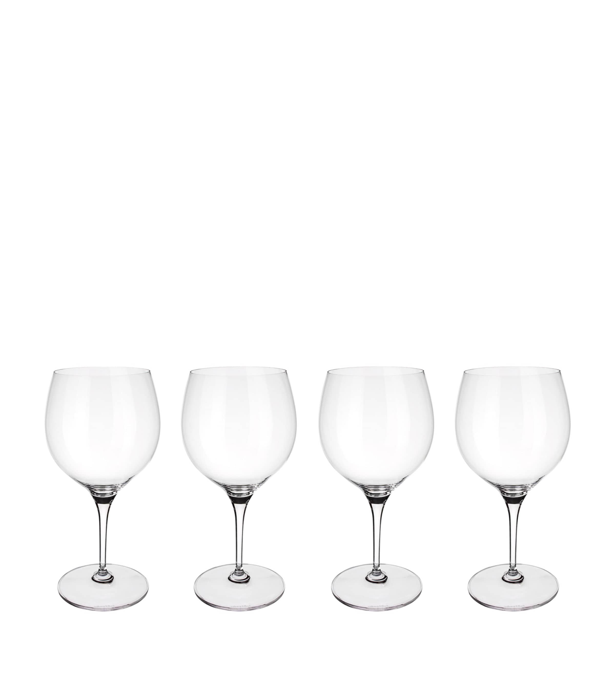 Villeroy & Boch Set Of 4 Maxima Burgundy Wine Goblets In Transparent