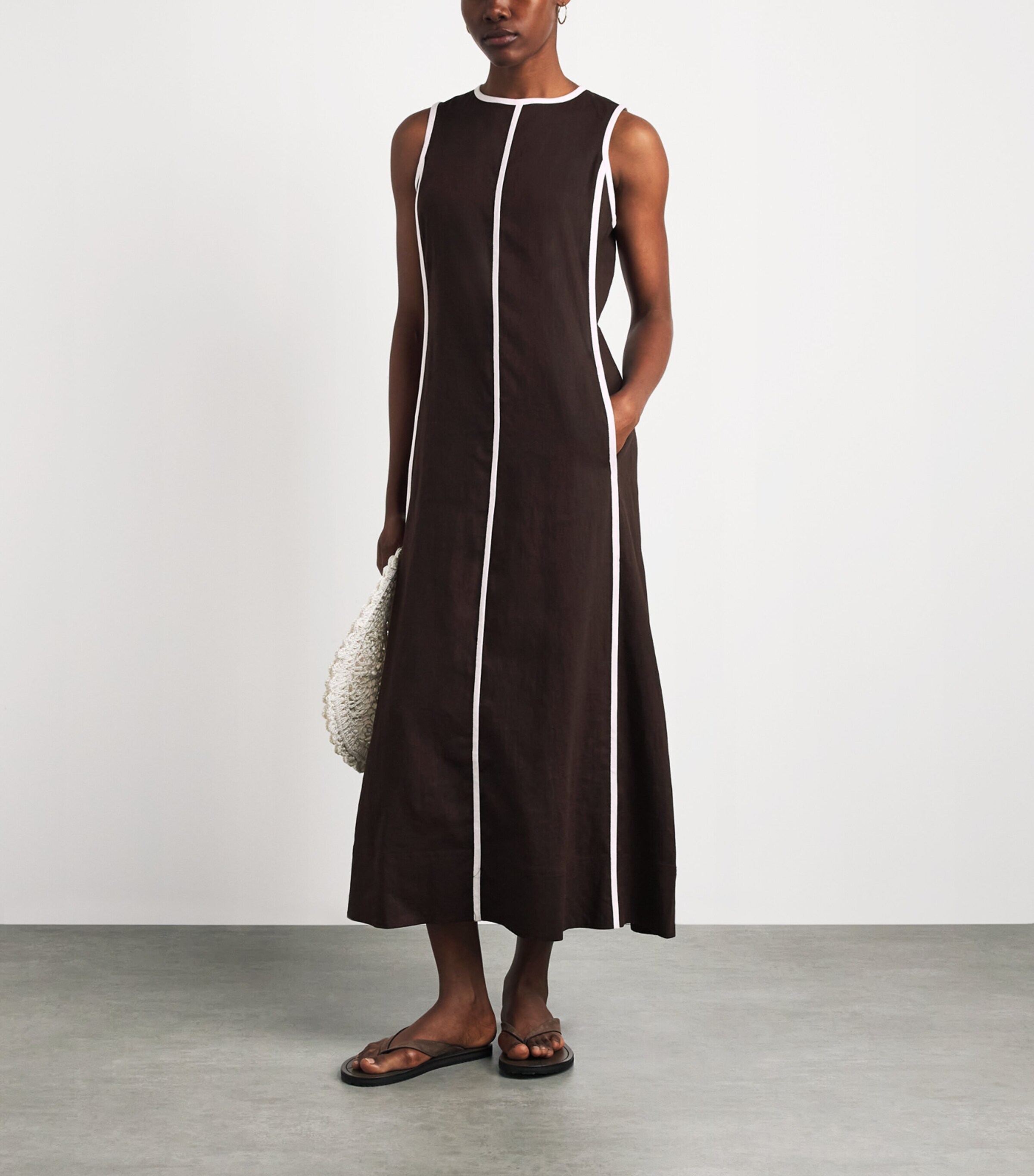 ME+EM Womens Effortless Maxi Dress Brown/light Cream Image 2