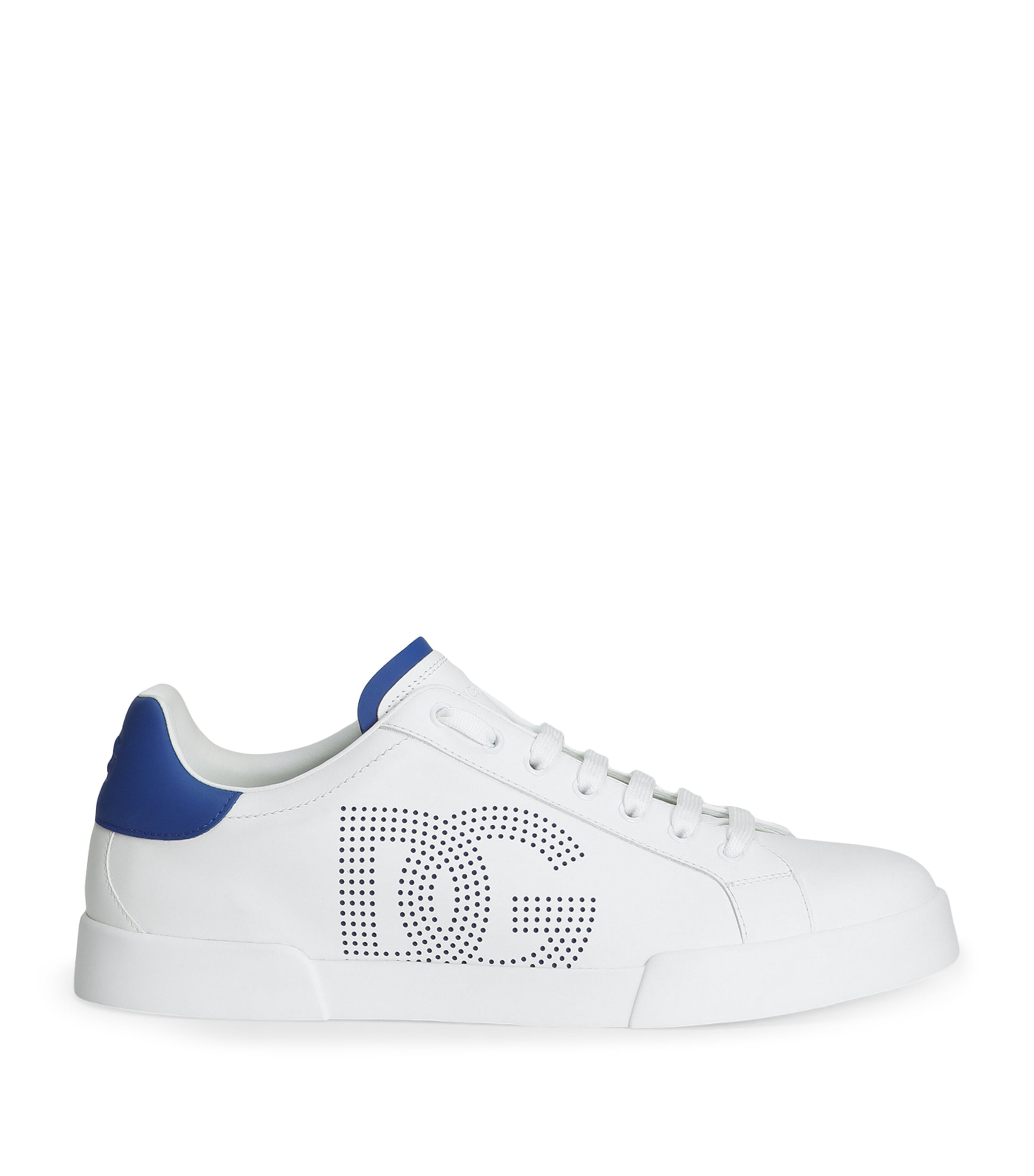 Dolce & Gabbana White And Black Leather Sneakers In White