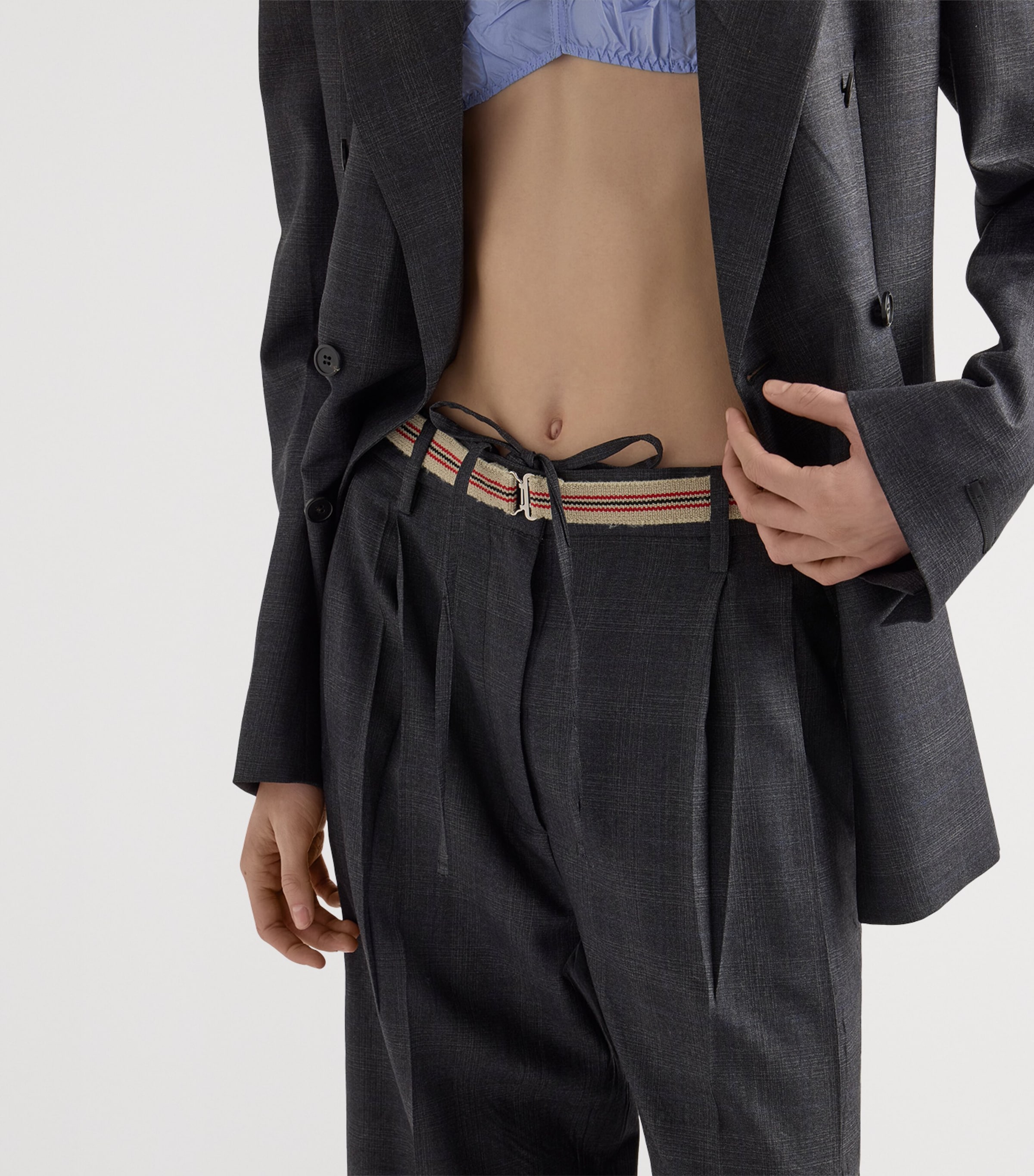 Prada Womens Wool Check Tailored Trousers Image 4