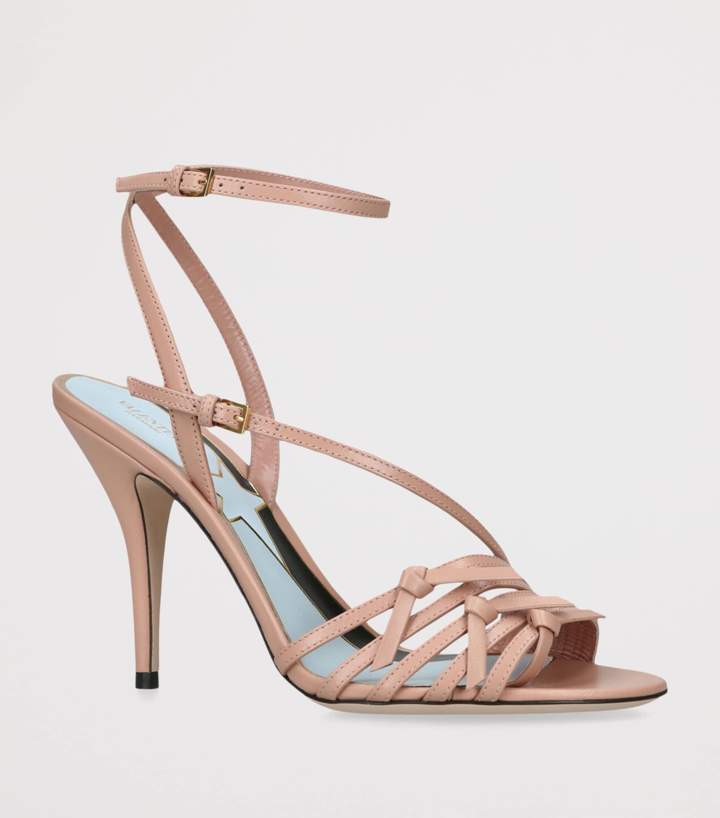 Valentino Garavani Leather Nodine Heeled Sandals 100 Blush Image 3