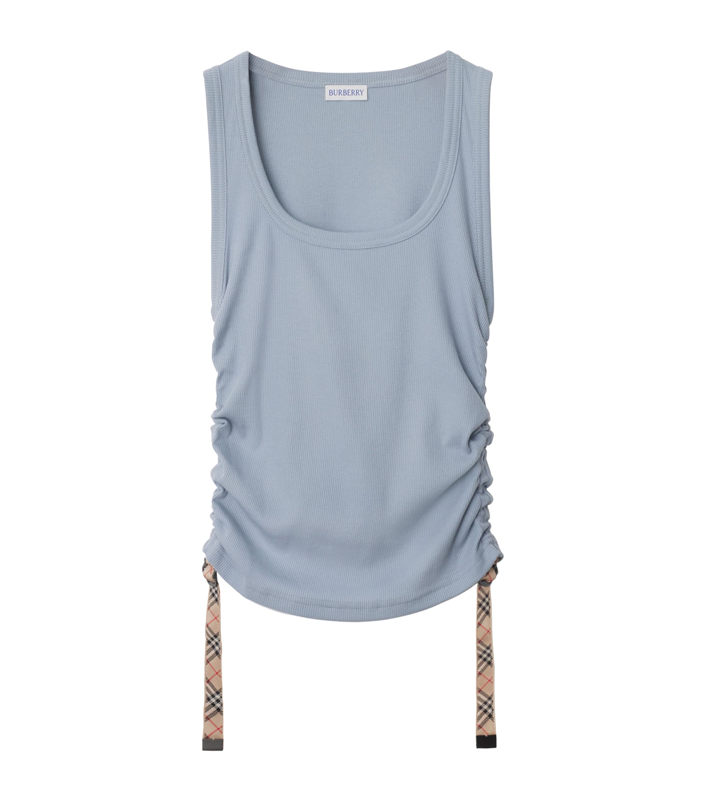 Burberry Cotton-blend Gathered Tank Top In Blue