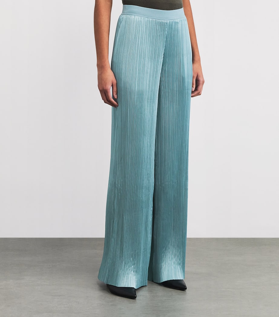 Joseph Womens Satin Amber Wide-Leg Trousers Chambray Image 4
