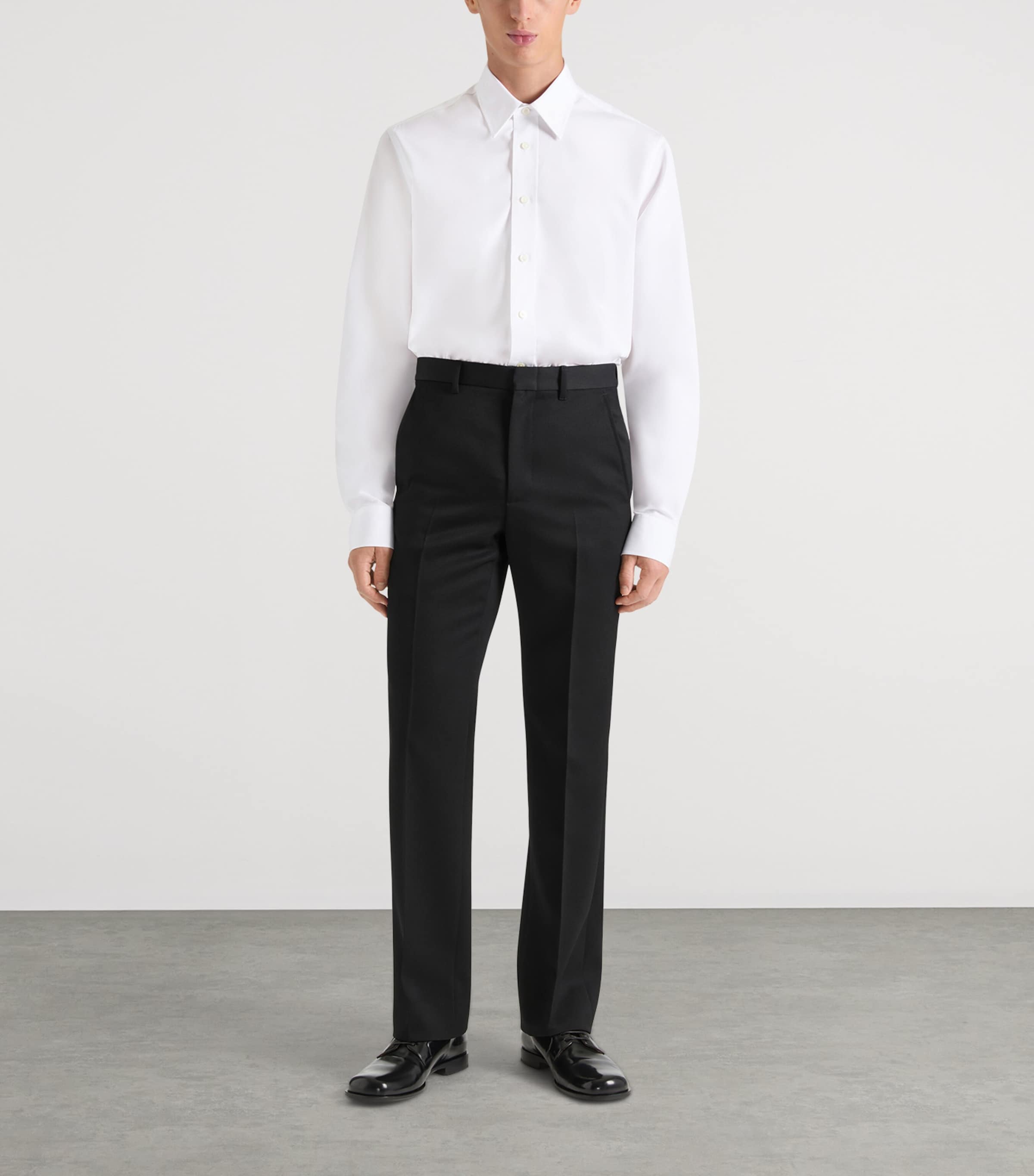 Wool Straight Trousers BLACK Image 3