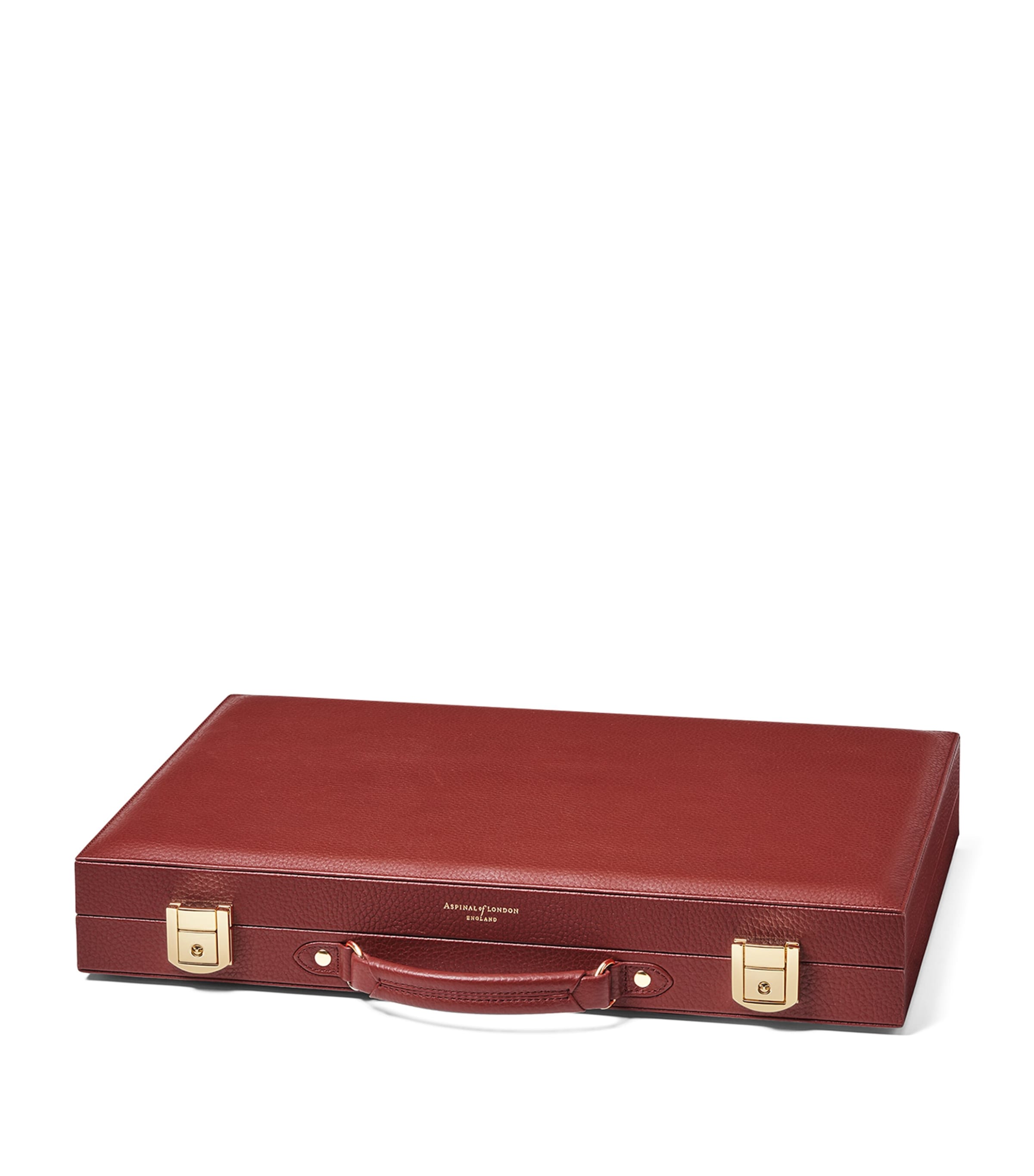 17-Inch Pebble-Effect Leather Backgammon Set MERLOT Image 2