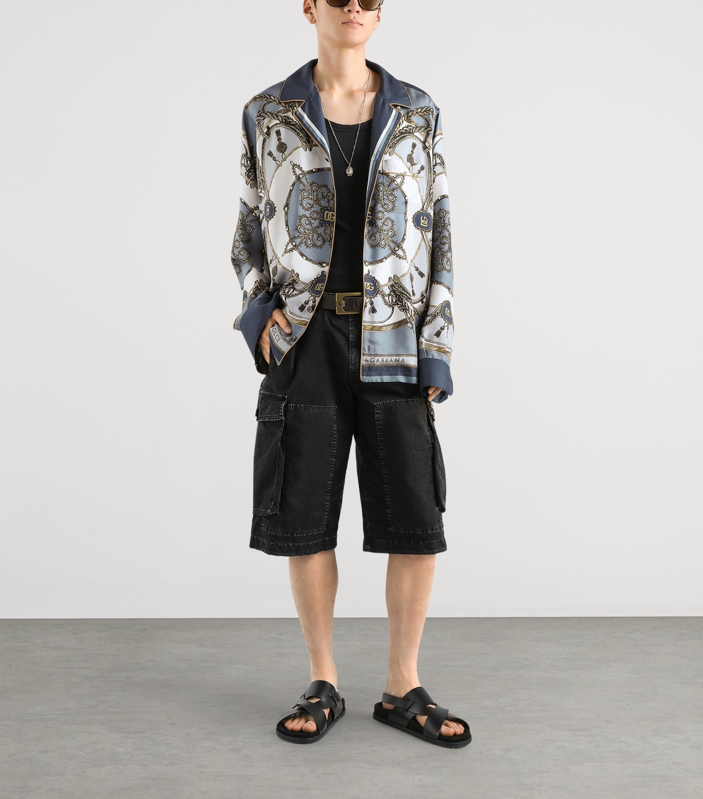 Dolce&Gabbana Mens Silk Cargo Print Shirt Corde/nappe F. Image 2