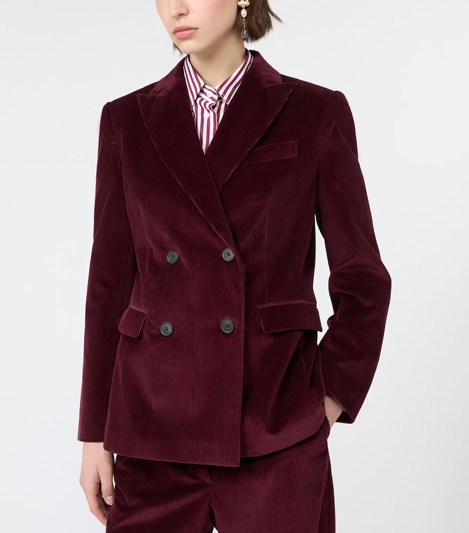 Weekend Max Mara Womens Cotton Double-Breasted Blazer Bordeaux Image 5