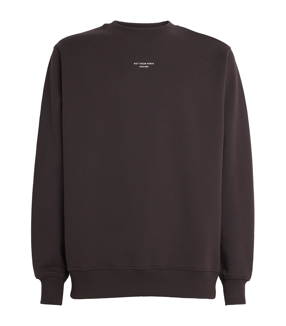 Cotton Slogan Sweatshirt DBN / DARK BROWN Image 1