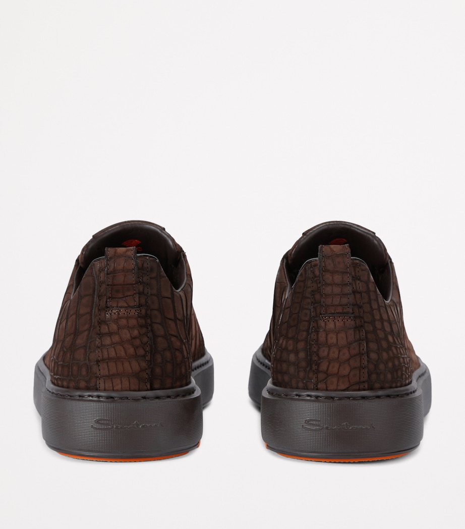 Crocodile Leather Clean Icon Sneakers DARK BROWN Image 2
