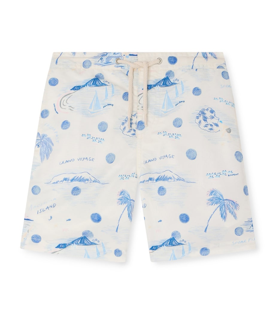 Bonpoint Printed Swim Shorts (10-14 Years) Imp Bleu Image 1