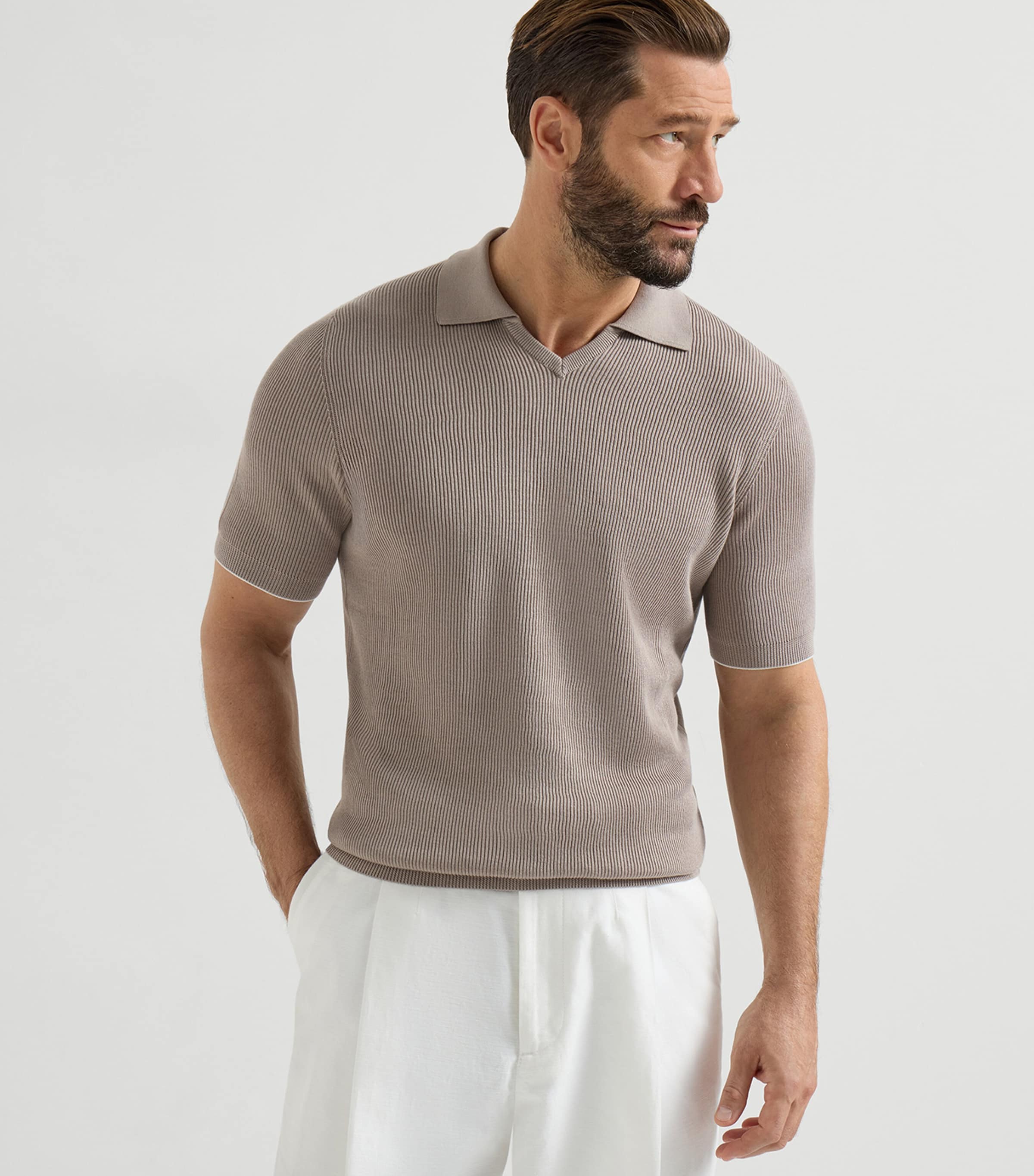 Brunello Cucinelli Mens Cotton Polo Sweater Image 3
