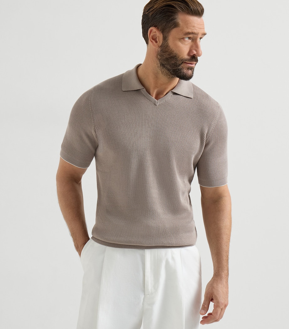 Brunello Cucinelli Mens Cotton Polo Sweater Image 3