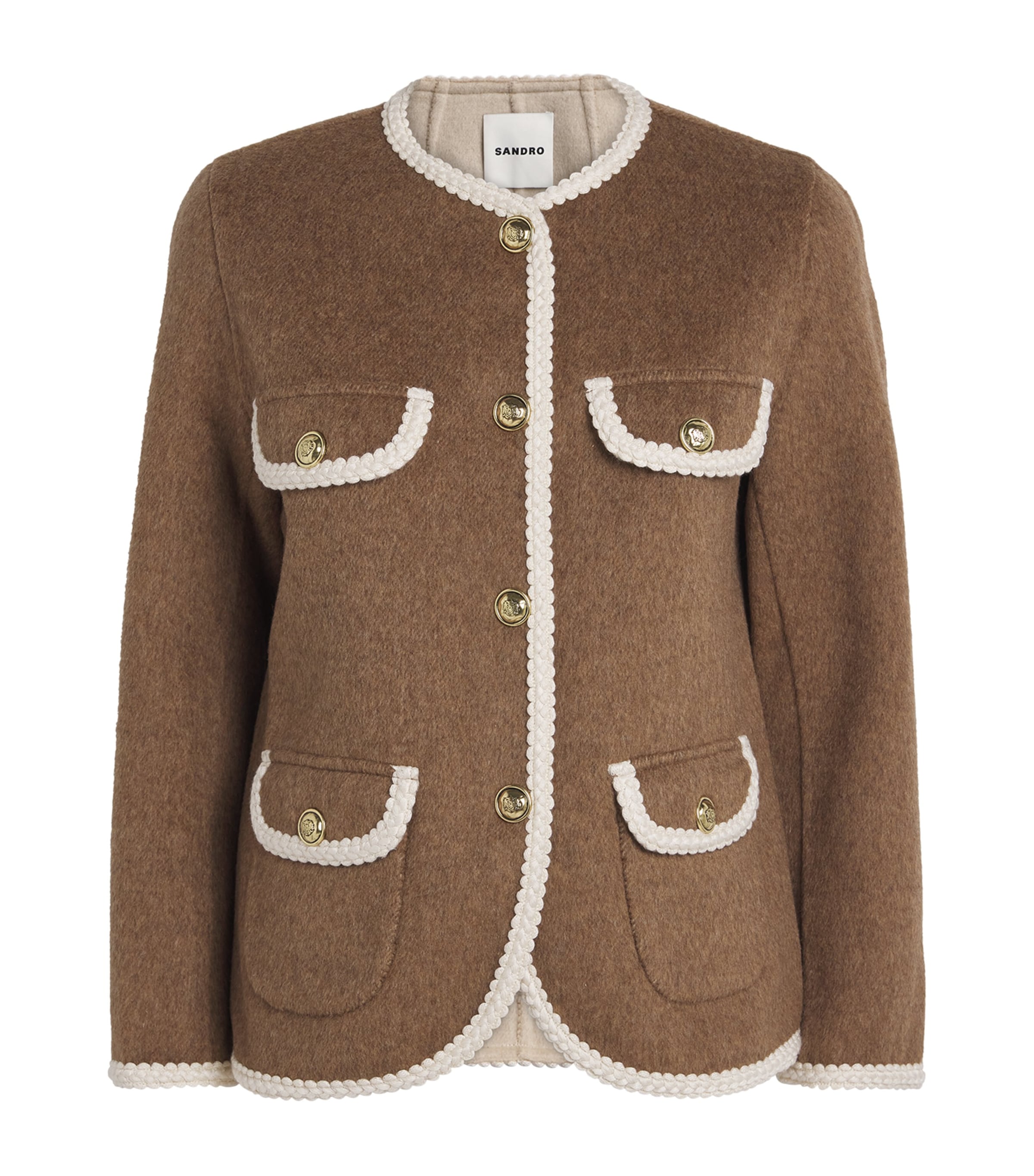 Sandro Wool-blend Double-faced Jacket In Brown