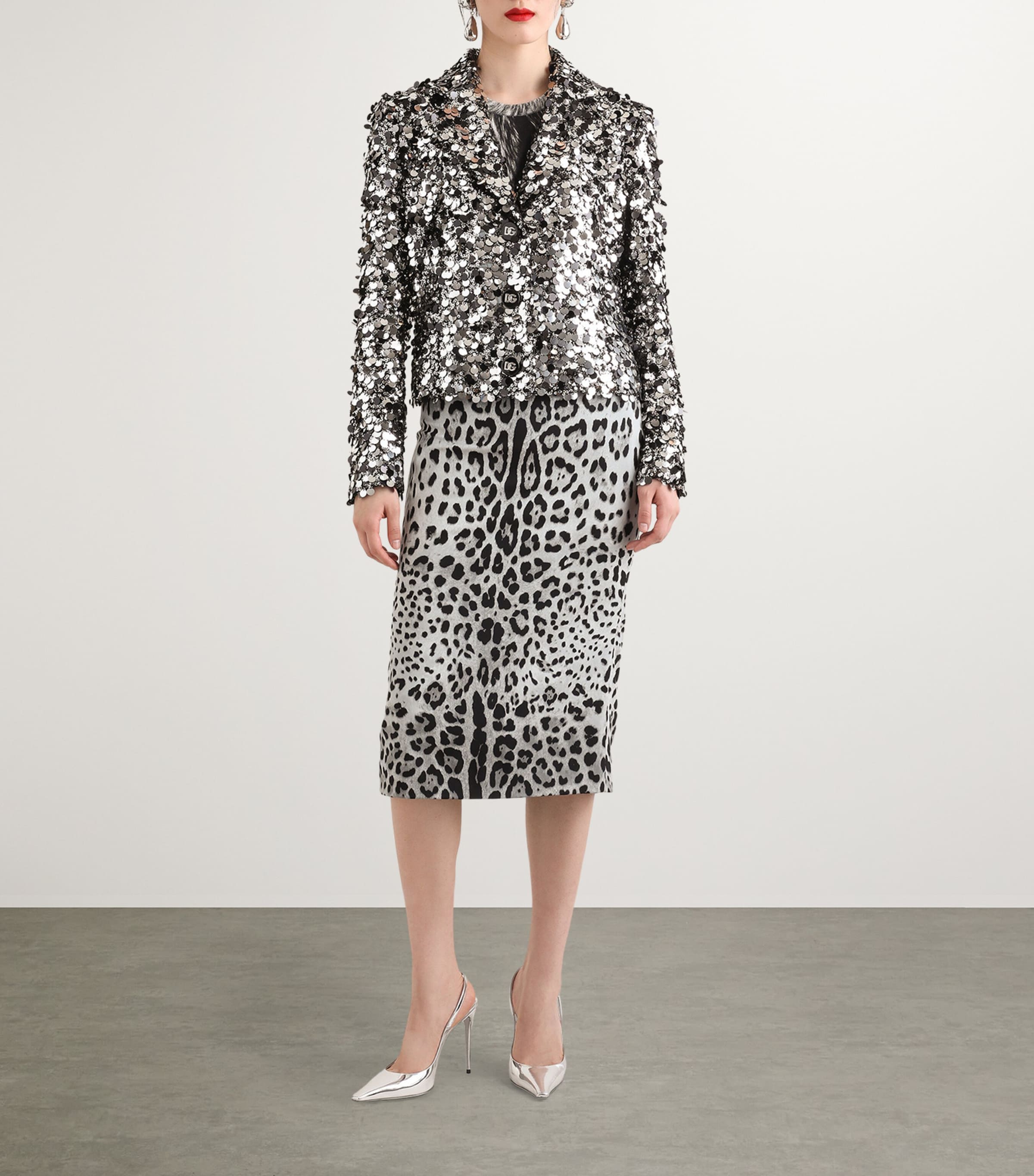 Sequinned Embellished Jacket S0998-SILVER Image 2