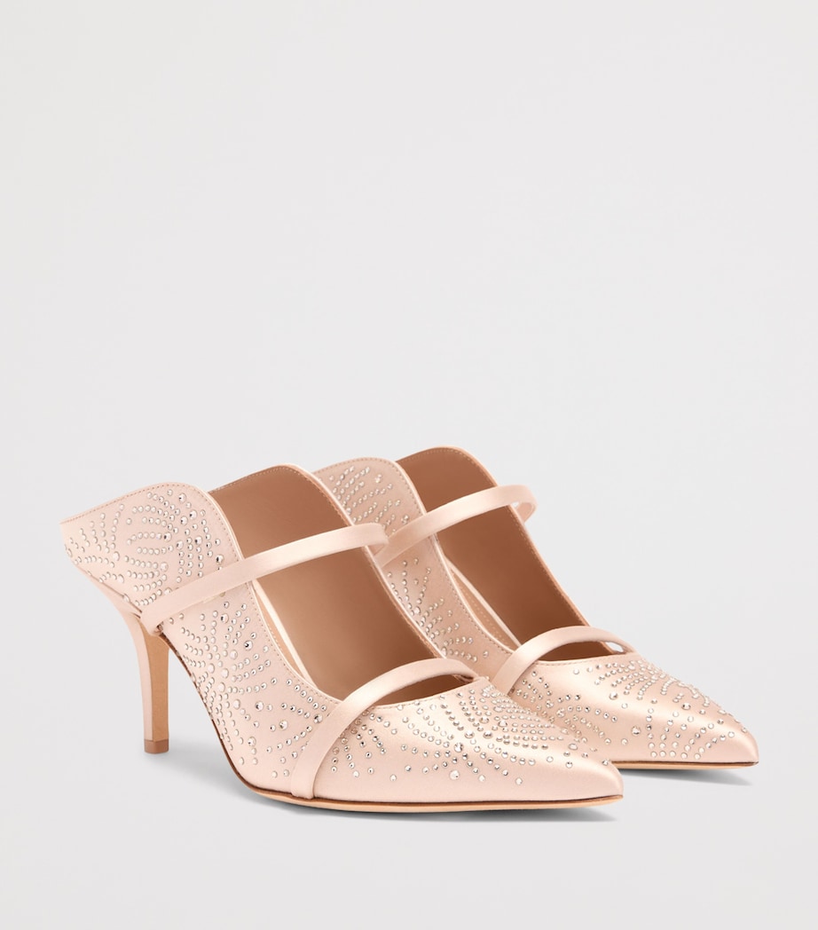 Malone Souliers Satin Crystal-Embellished Maureen Heeled Mules 70 Champagne Image 3