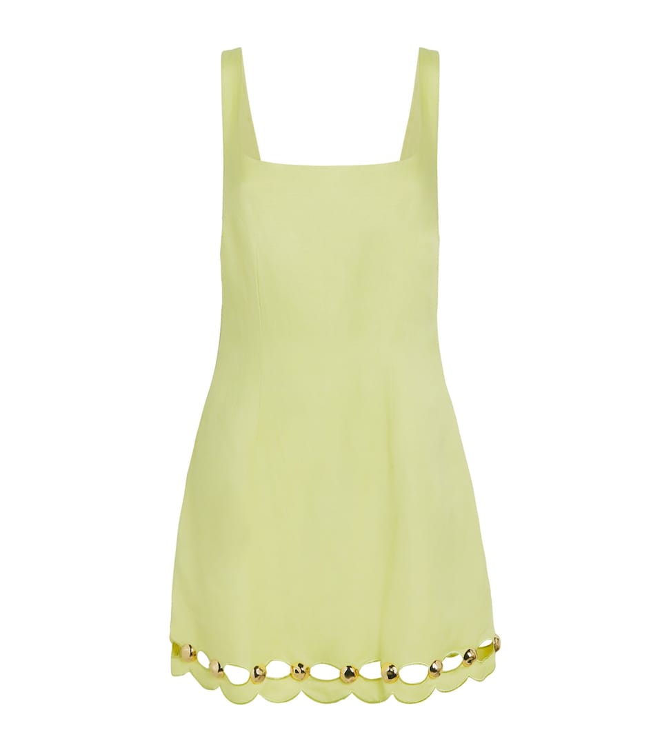 Simkhai Linen-Blend Lindley Mini Dress Celadon