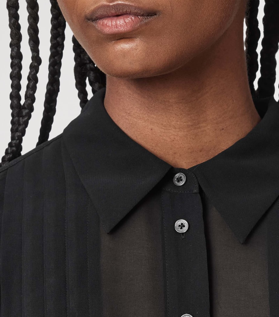 AllSaints Womens Chiffon Frill-Trim Minna Shirt Black Image 6