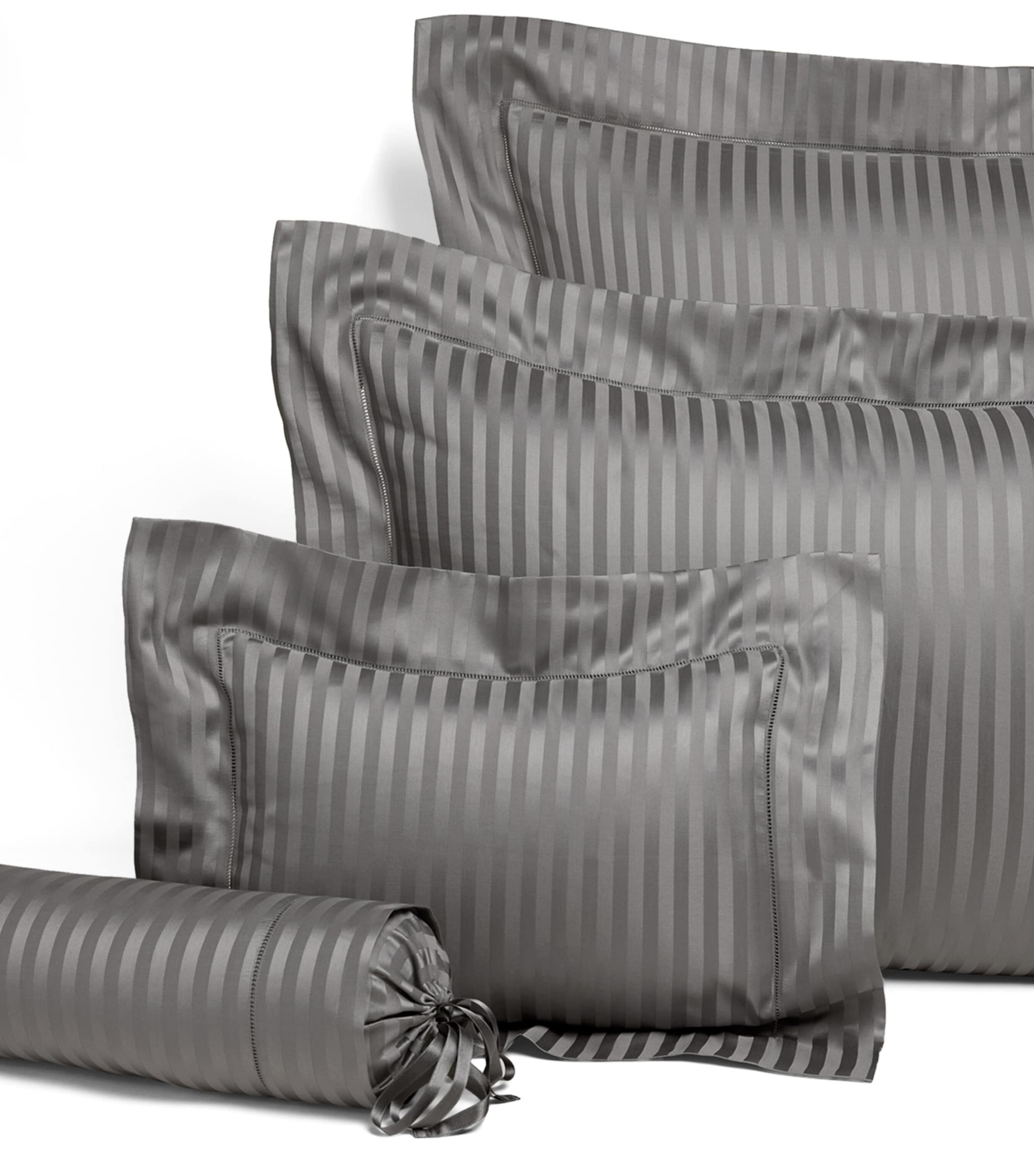 Raso Rigato Pillowcase (30cm x 40cm) CHARCOAL Image 2