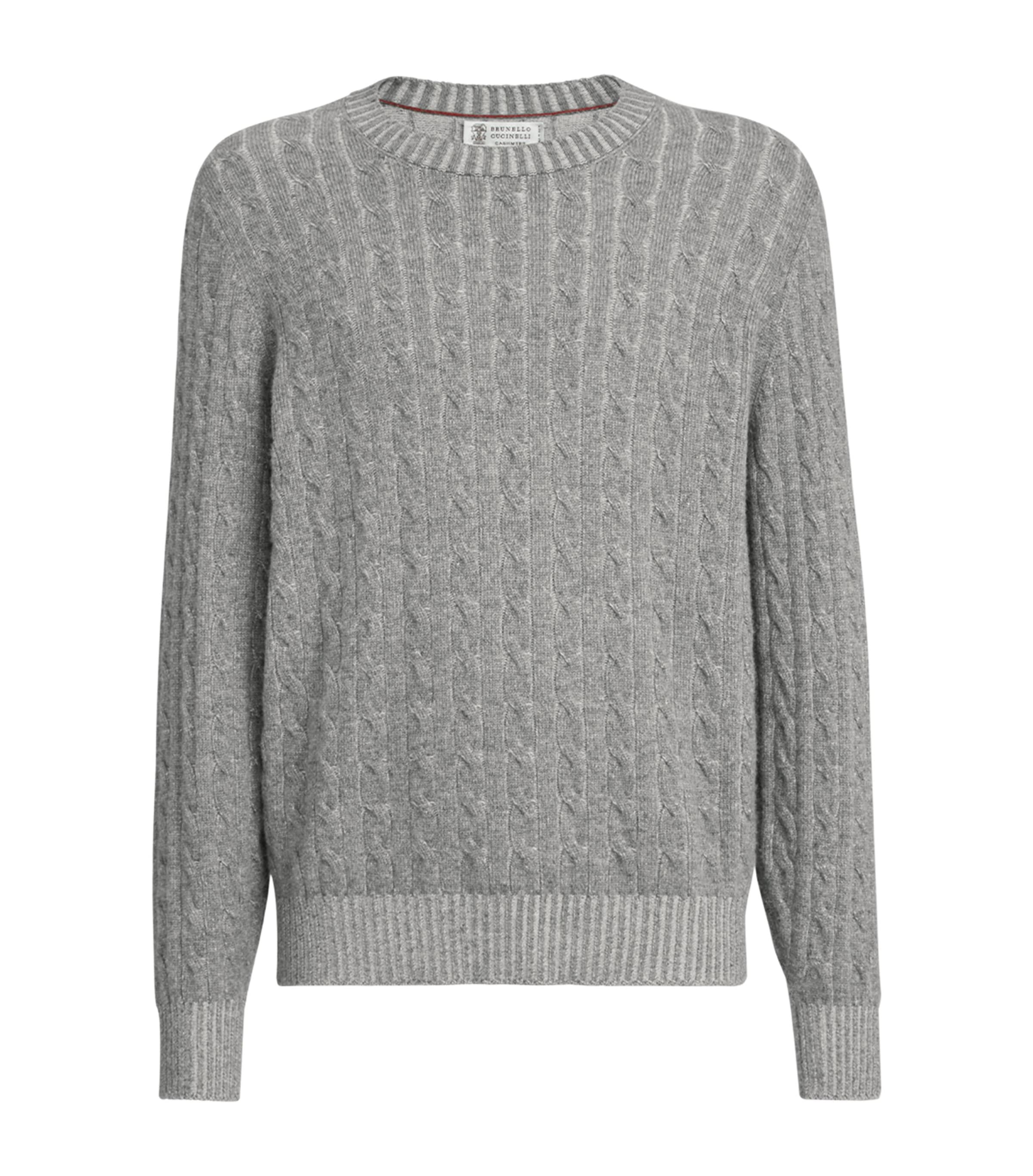Brunello Cucinelli Mens Cashmere Vanisé Cable-Knit Sweater Image 1