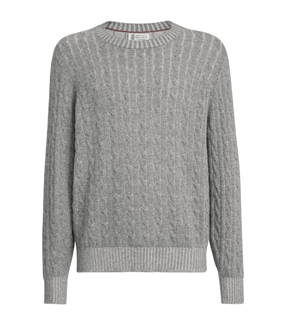 Brunello Cucinelli Mens Cashmere Vanisé Cable-Knit Sweater Image 1