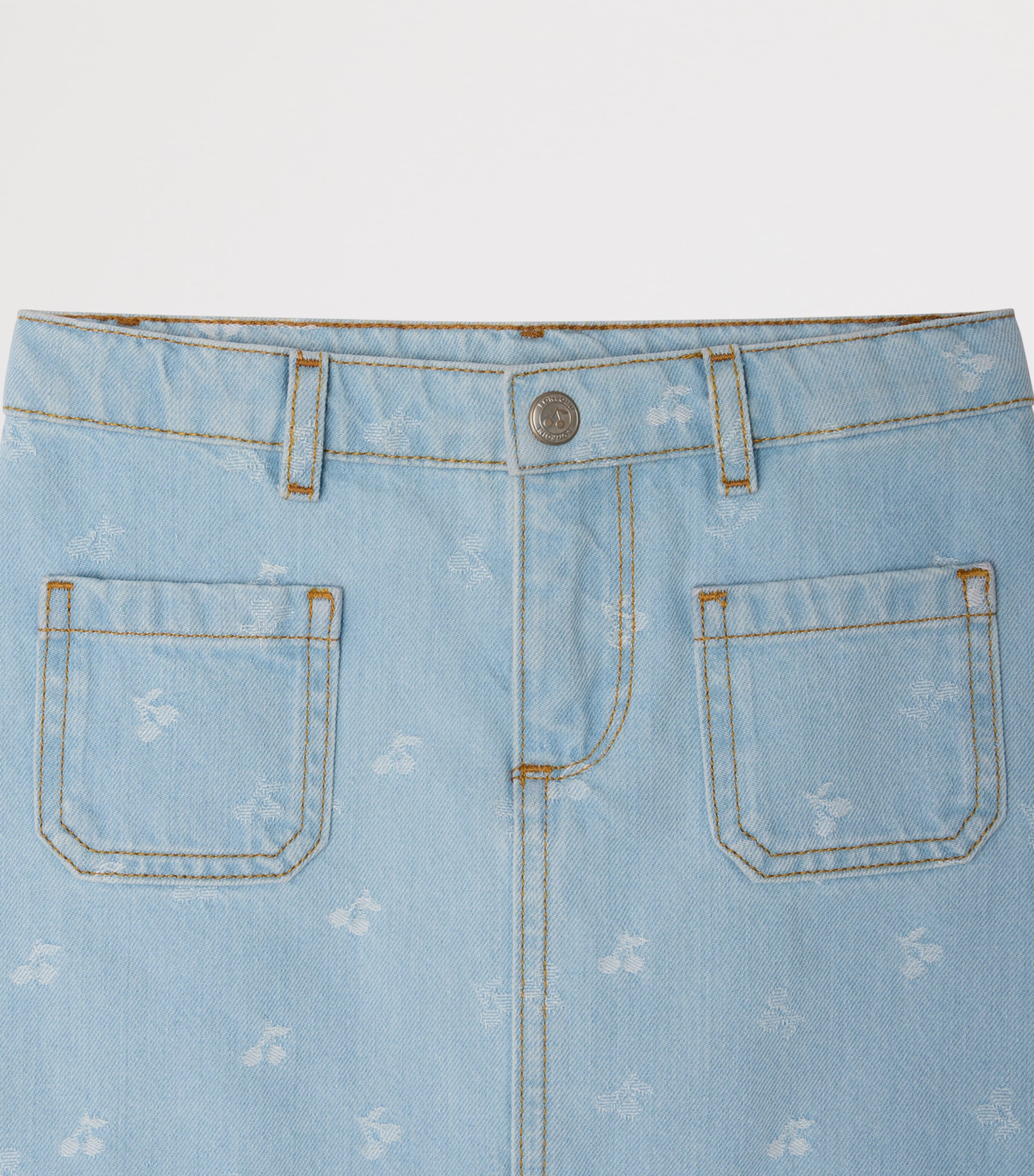 Bonpoint Printed Tison Denim Skirt (10-14 Years) Imp Ciel Image 3